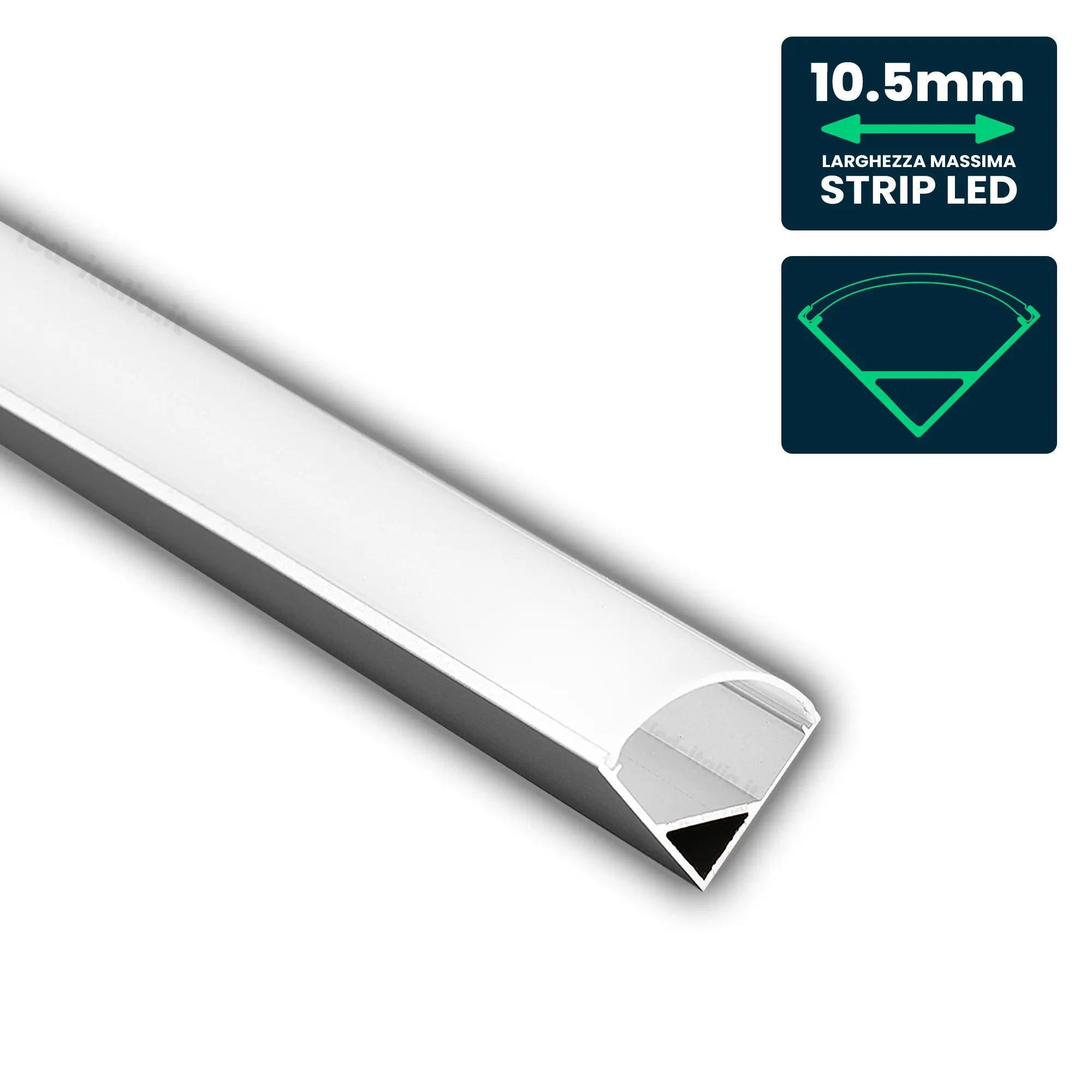 Profilé aluminium d'angle pour ruban LED — IP20 (VT-8158)
