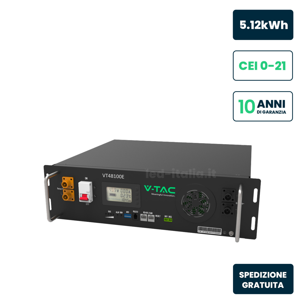 Batterie de stockage solaire 5,12 kWh — V-TAC (VT48100E-P2)
