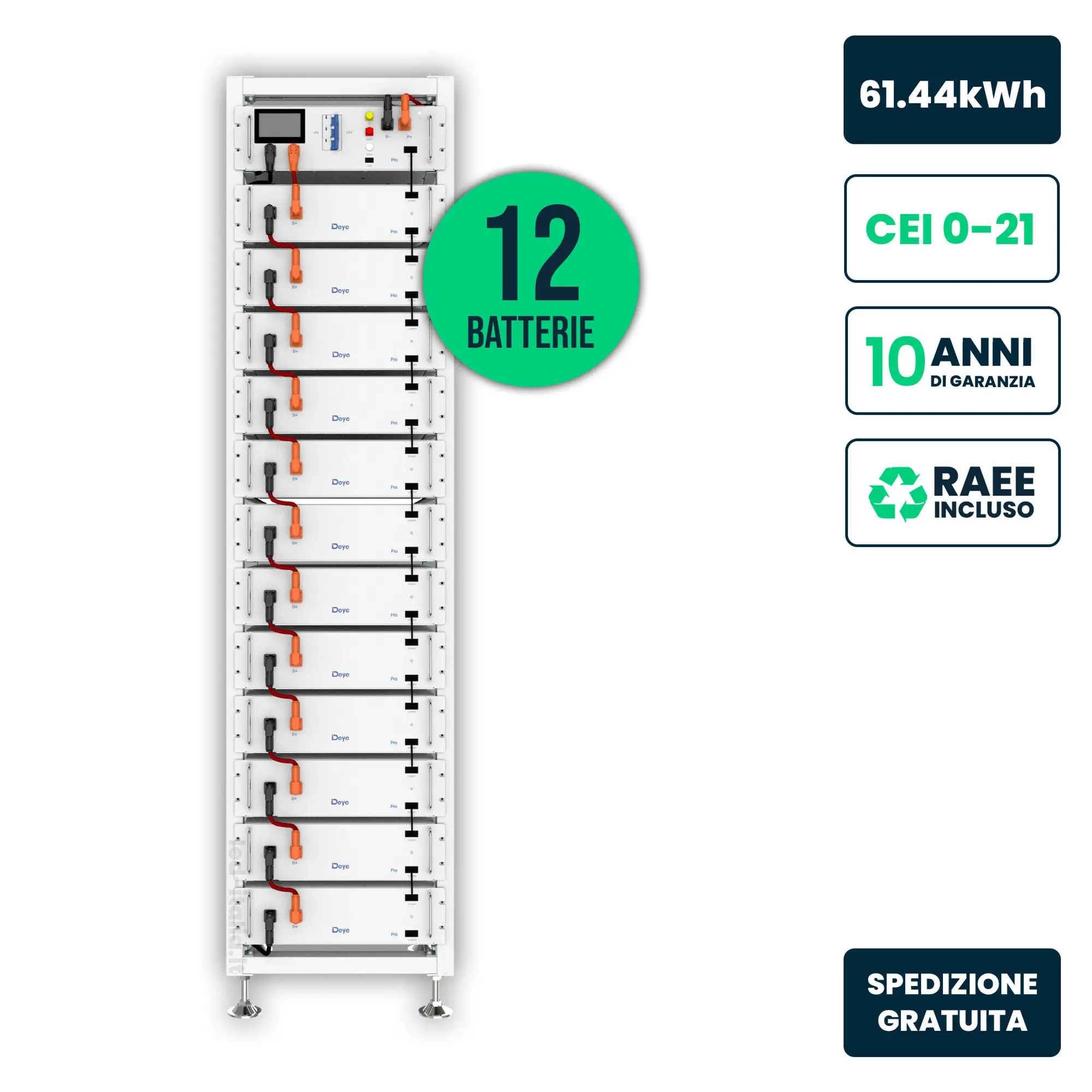 Batterie de stockage solaire 61,44 kWh — Deye (BOS-G60PRO)