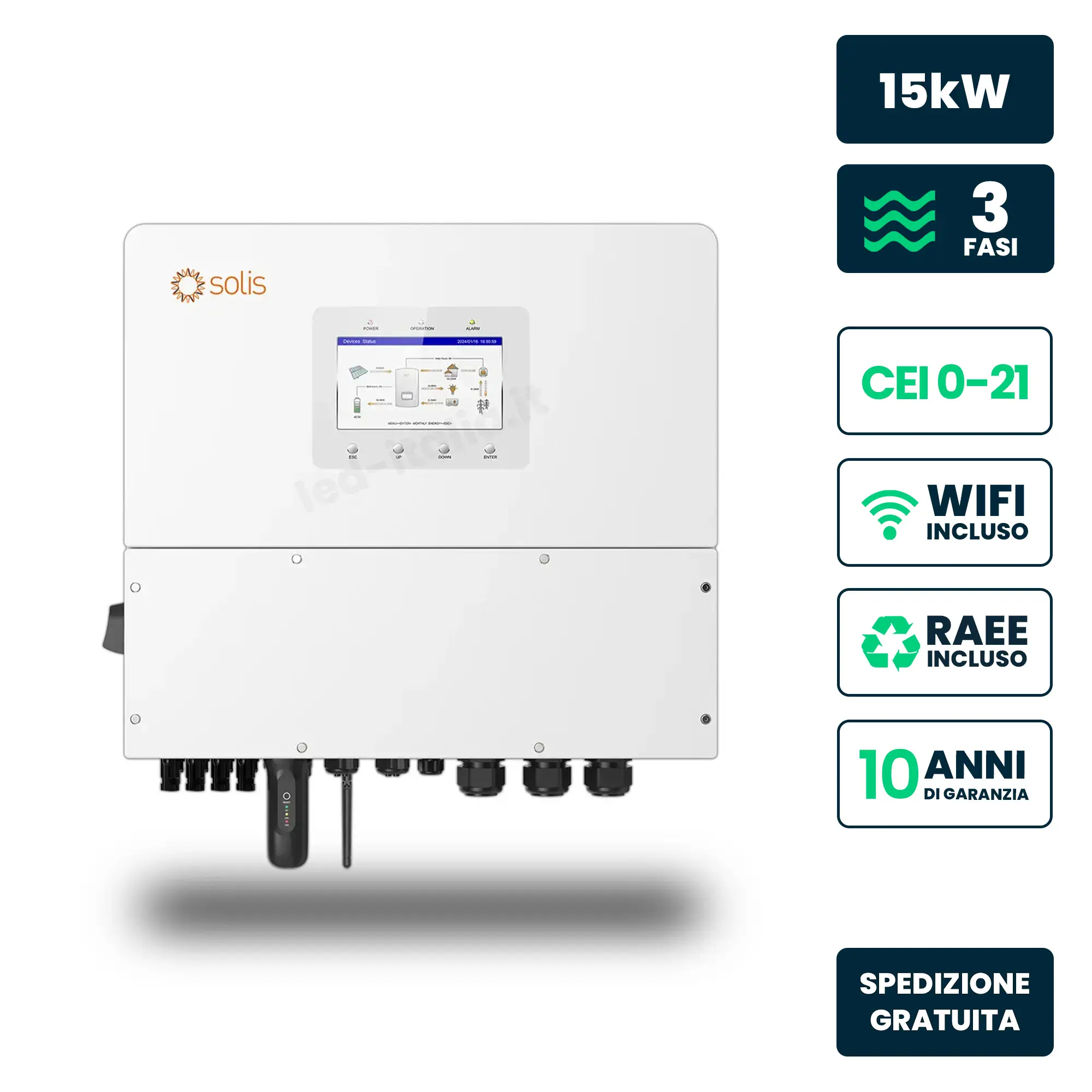 Onduleur solaire 15 kW — Solis (S6-EH3P15K-H)
