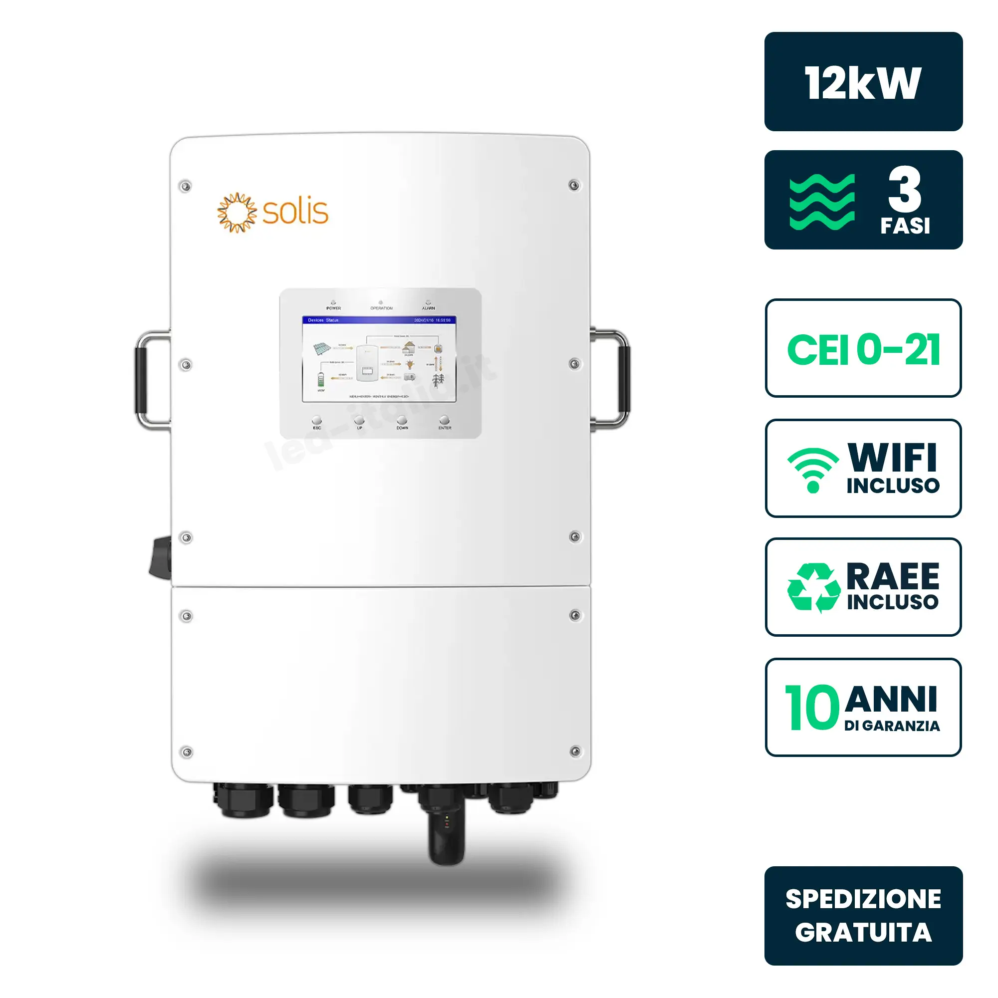 Onduleur solaire 12 kW — Solis (S6-EH3P12K02-NV-YD-L)
