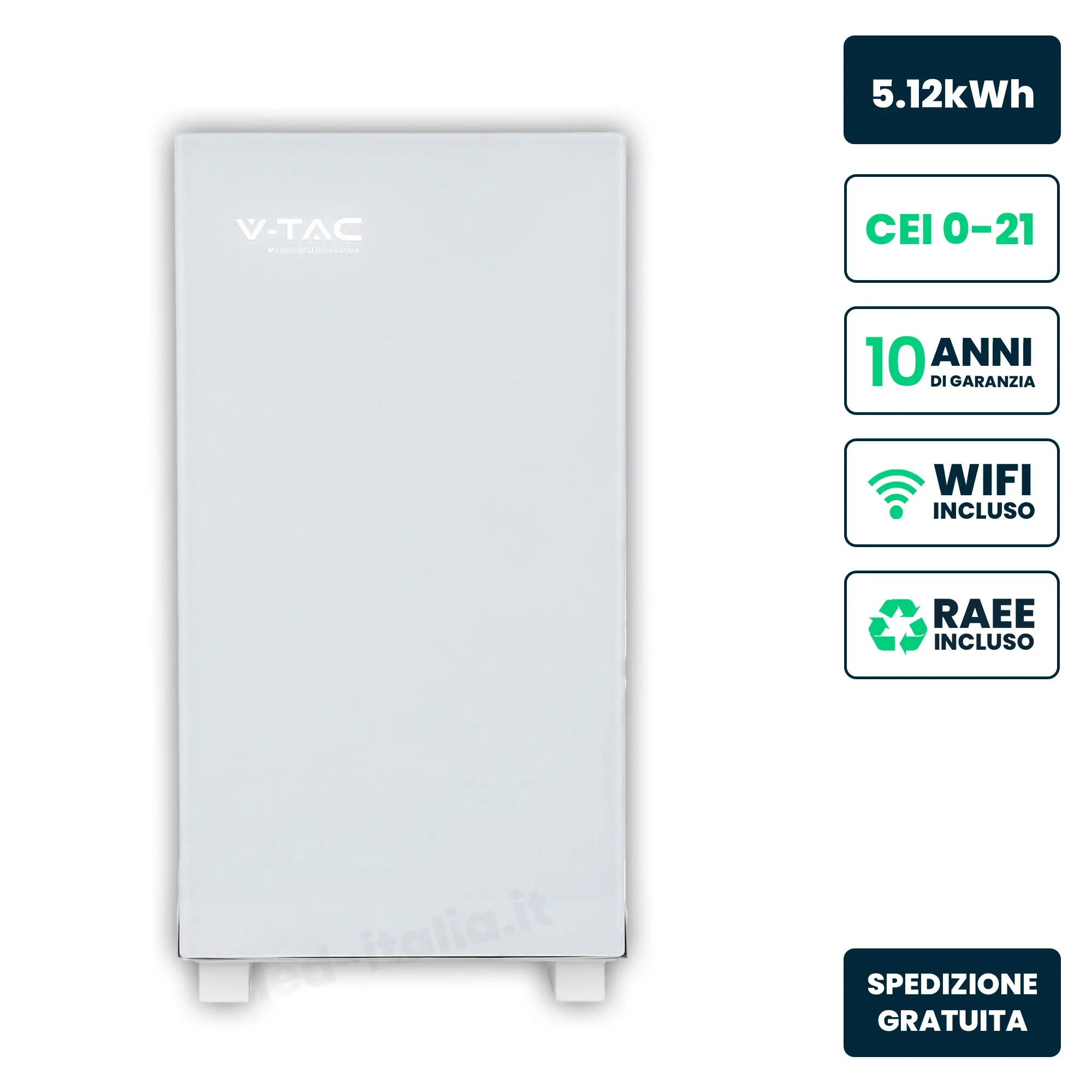Batterie de stockage solaire 5,12 kWh — V-TAC (VT-51200W)