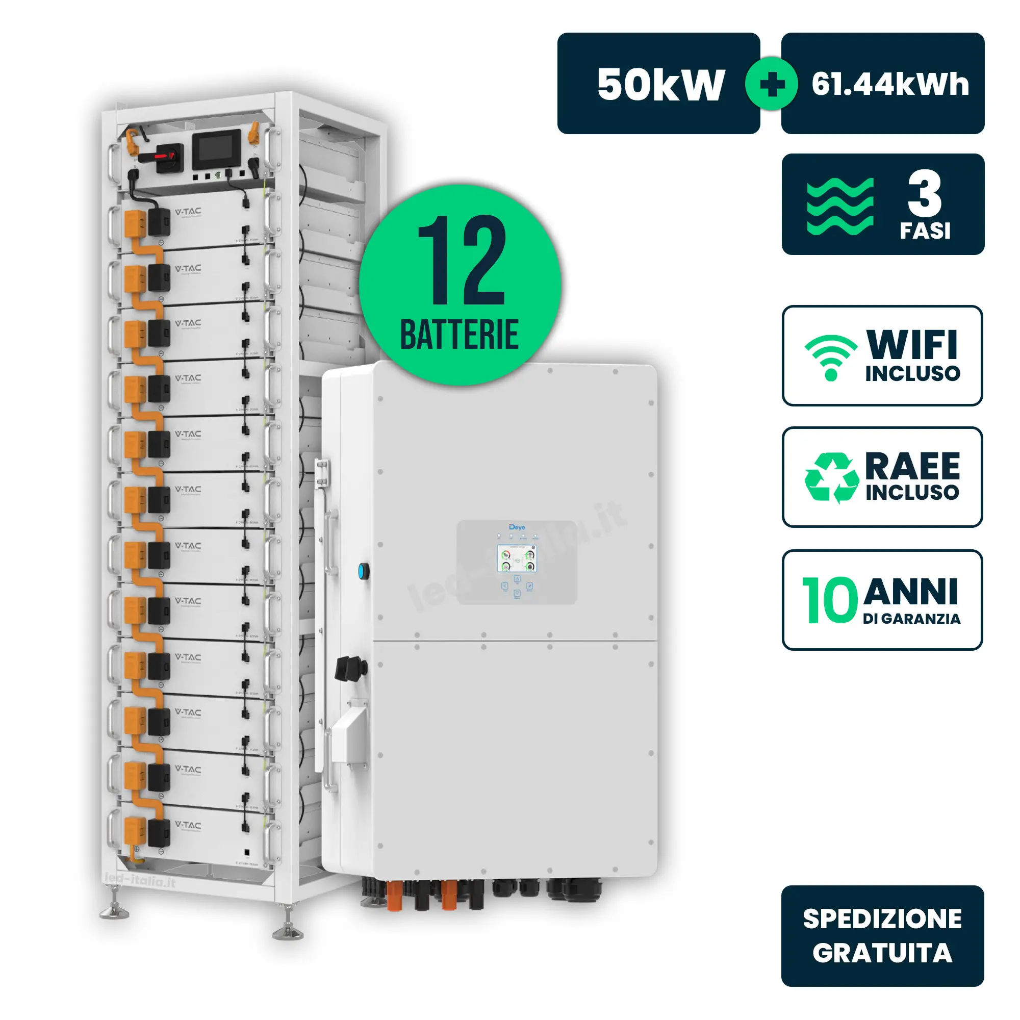 Kit solaire complet 50 kW — 61,44 kWh (12284)