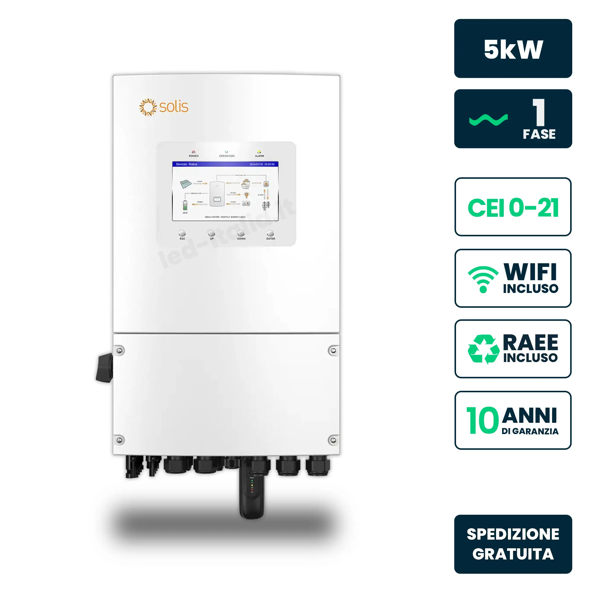 Onduleur solaire 5 kW — Solis (S6-EH1P5K-L-PLUS)