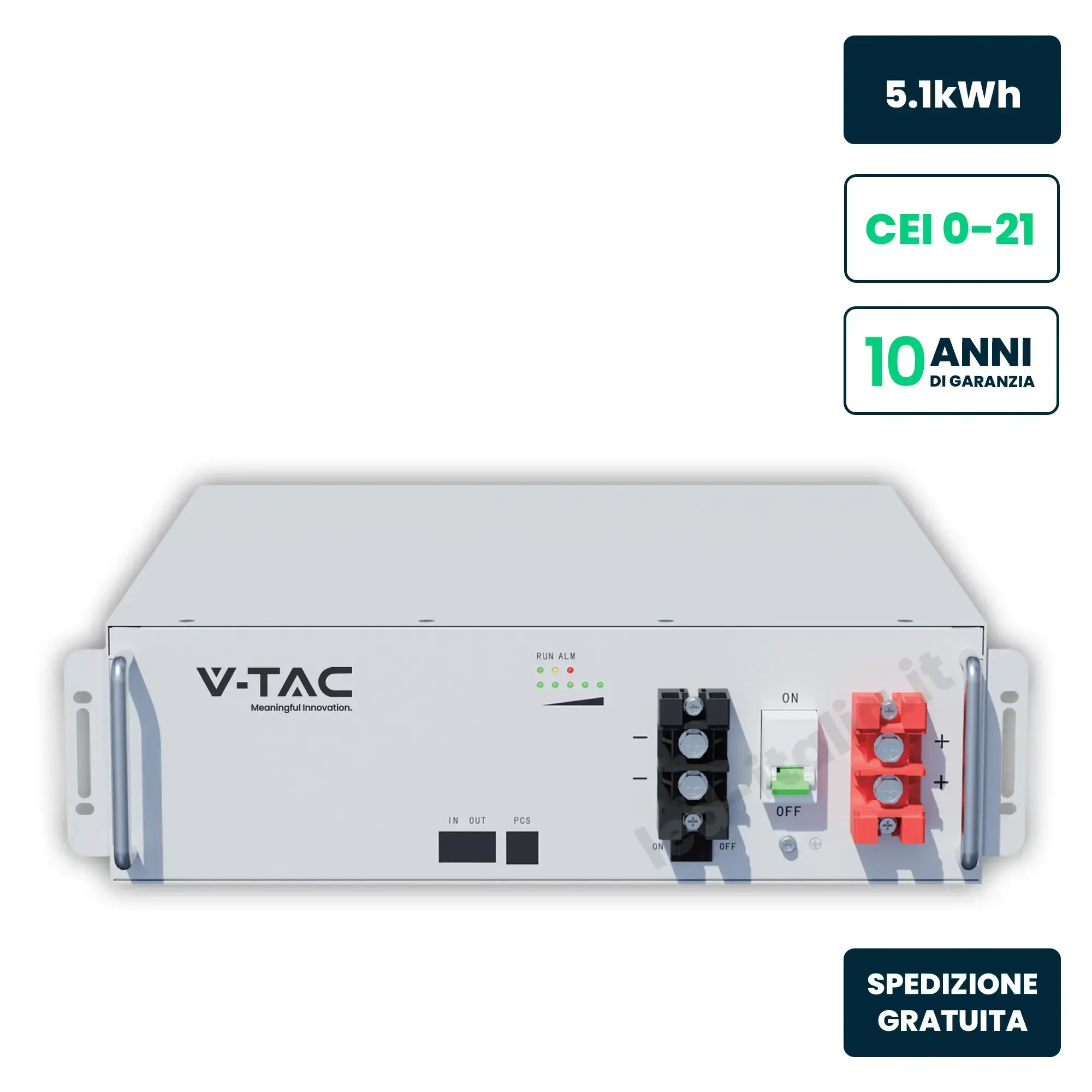 Batterie de stockage solaire 5,12 kWh — V-TAC (VT-51201-W)