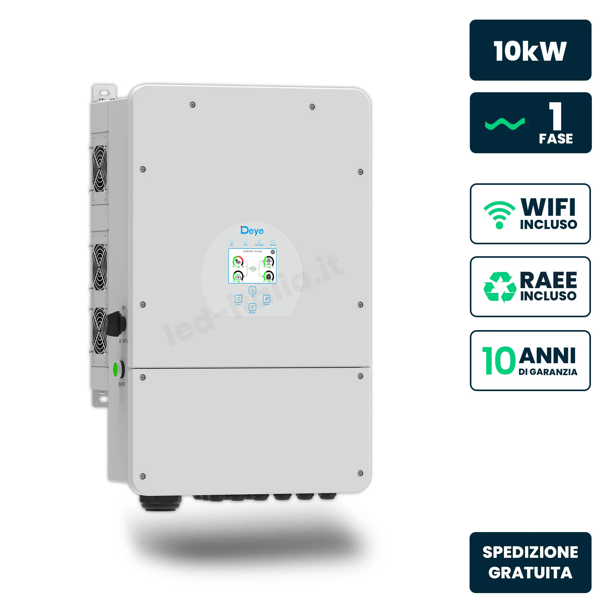 Onduleur solaire 10 kW — Deye (SUN-10K-SG02LP1-EU-AM3-P)