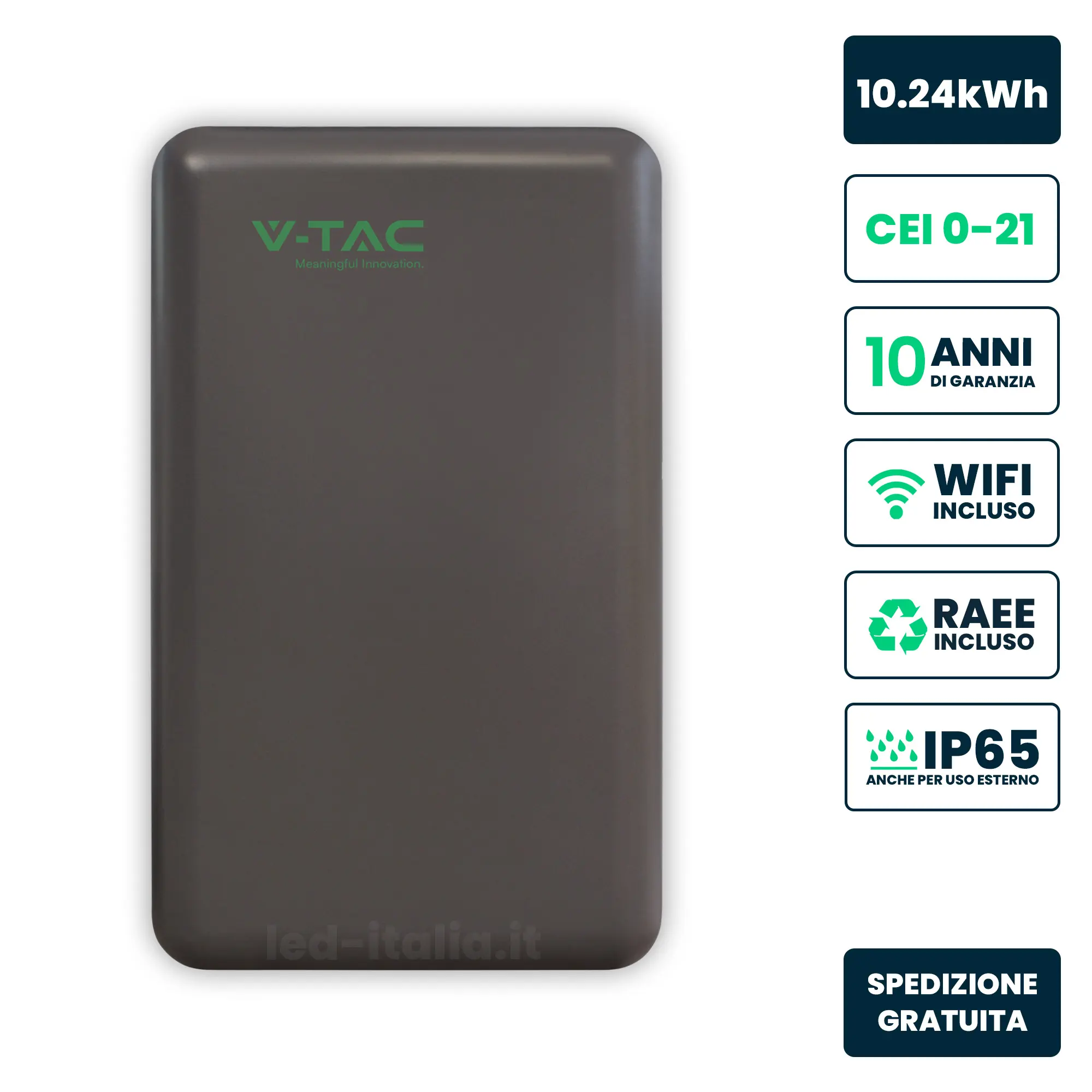 Batterie de stockage solaire 10,24 kWh — V-TAC (VT-12040-1)