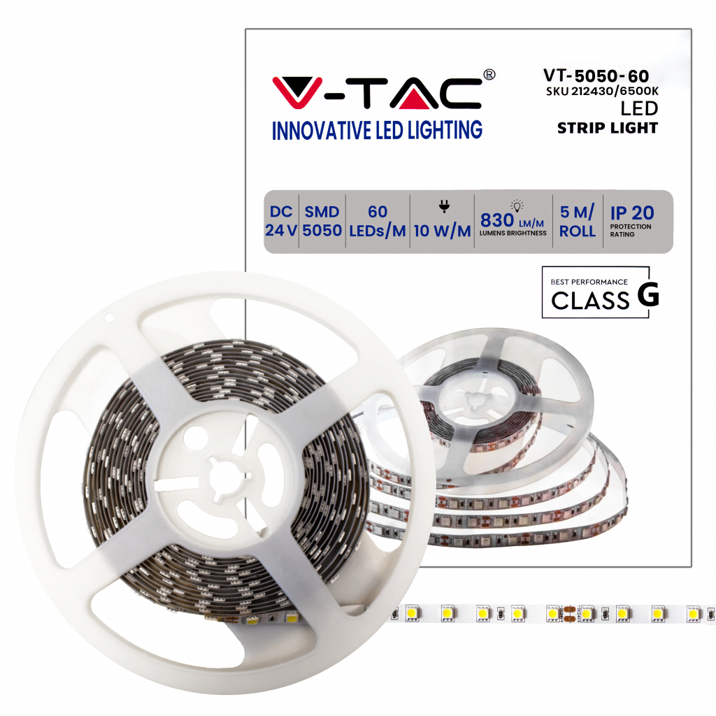 Bobine de ruban LED — IP20, 6500K (VT-5050-60-IP20-10)