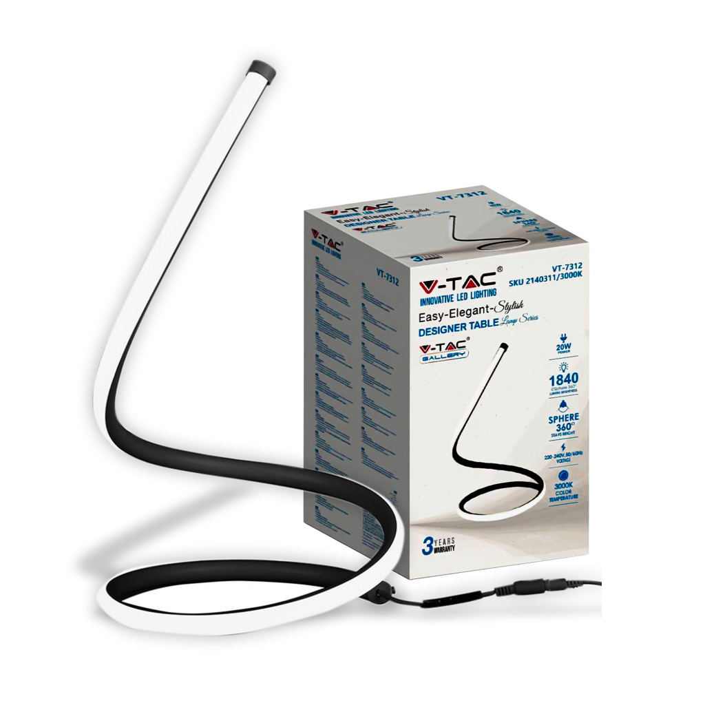 Lampe de table LED filaire 20 W — IP20, 3000K
