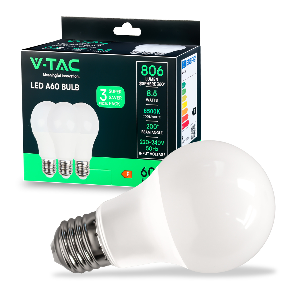 Ampoule LED E27 8,5 W — A60, 6500K (VT-1900)