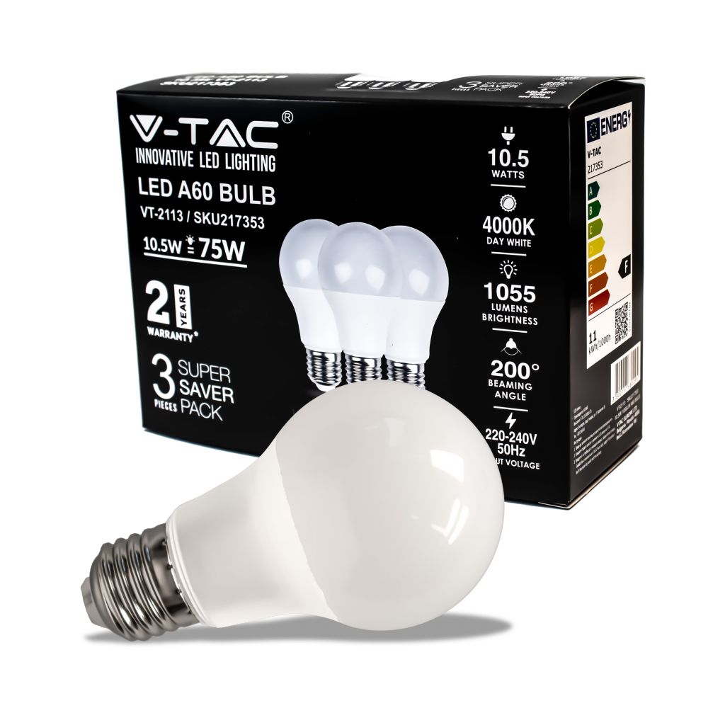 Ampoule LED E27 10,5 W — A60, 4000K (VT-2113)