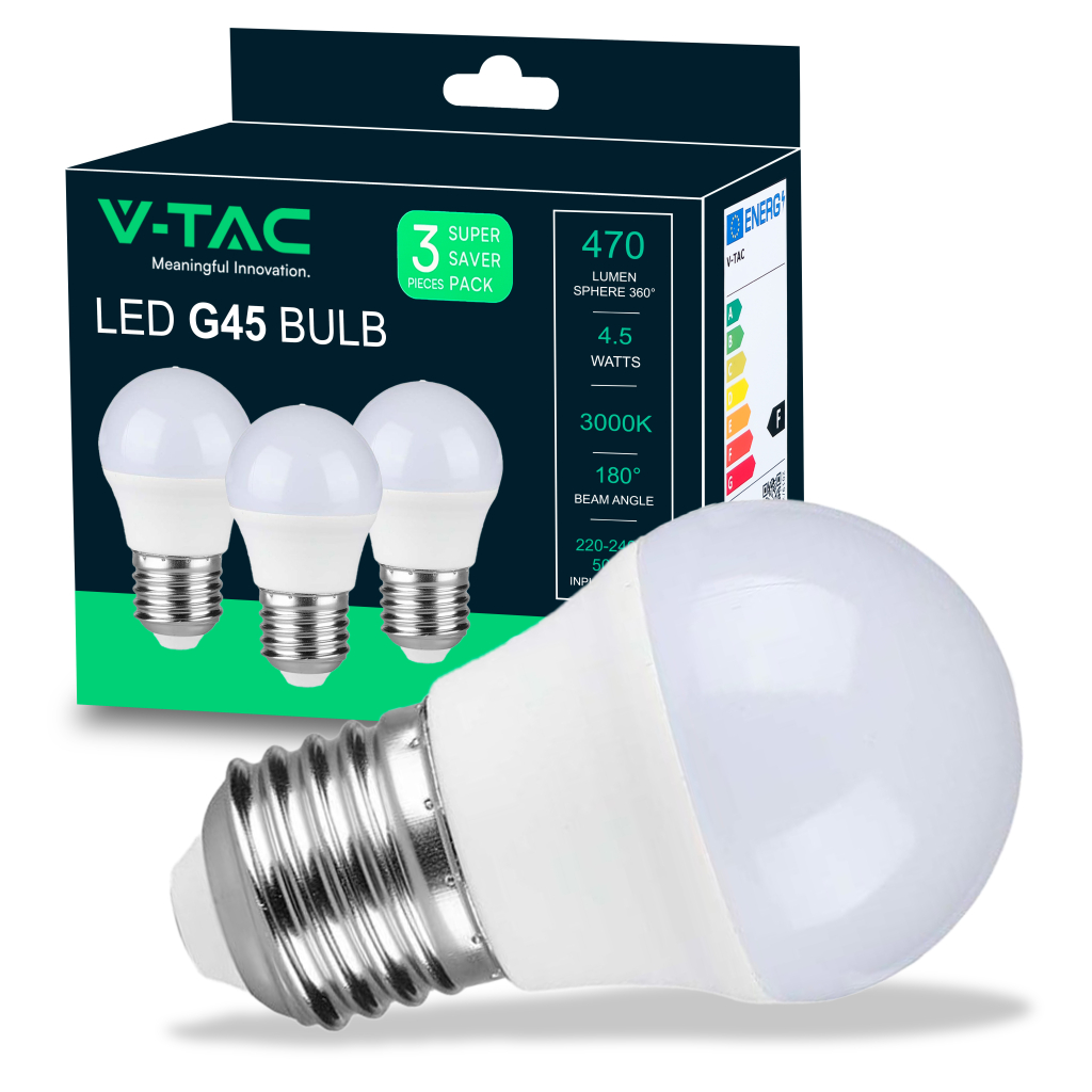 Ampoule LED E27 4,5 W — G45, 3000K (VT-2176)