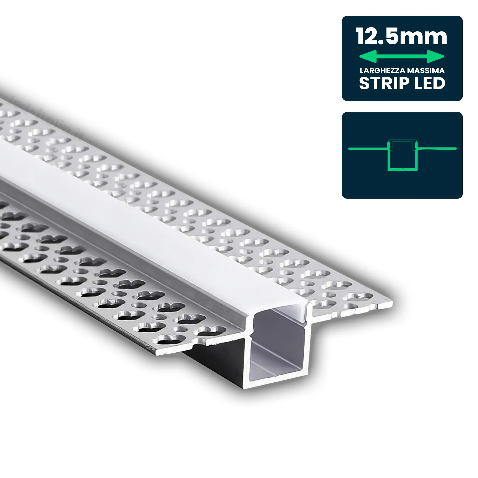 Profilé aluminium encastrable pour ruban LED — IP20 (VT-8201)
