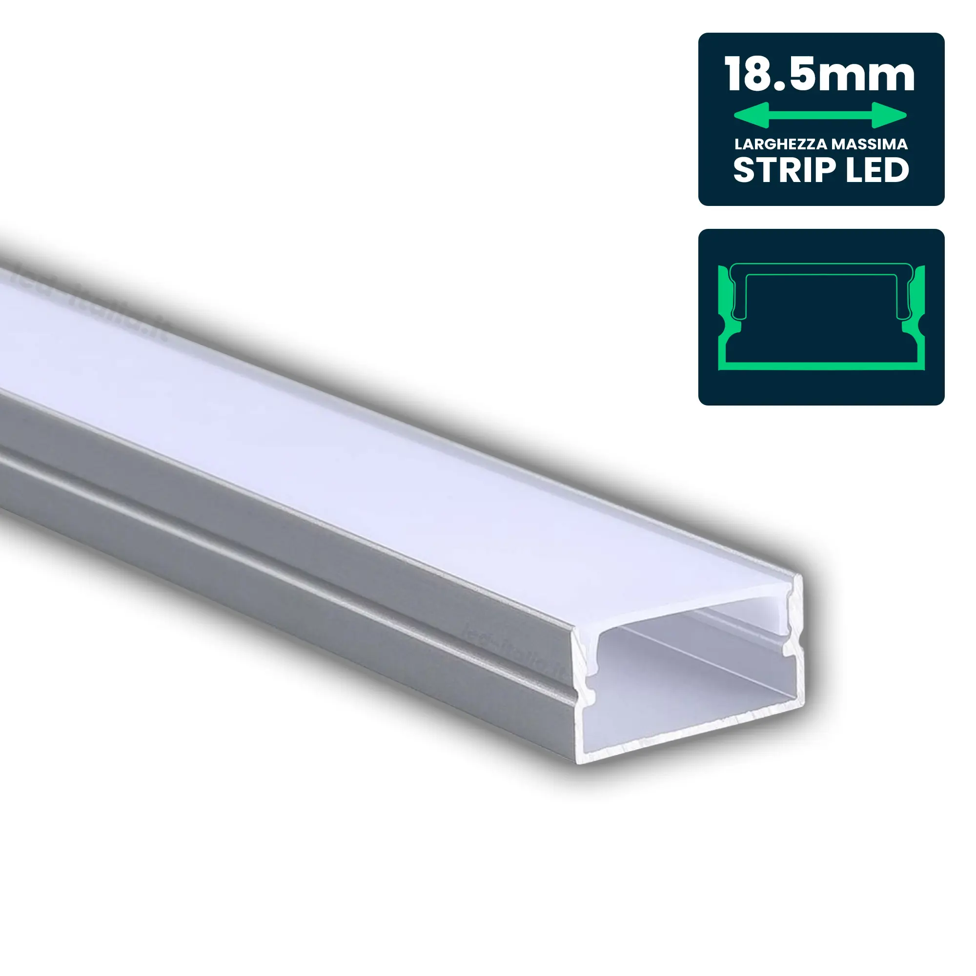 Profilé aluminium linéaire pour ruban LED — IP20 (VT-8202)