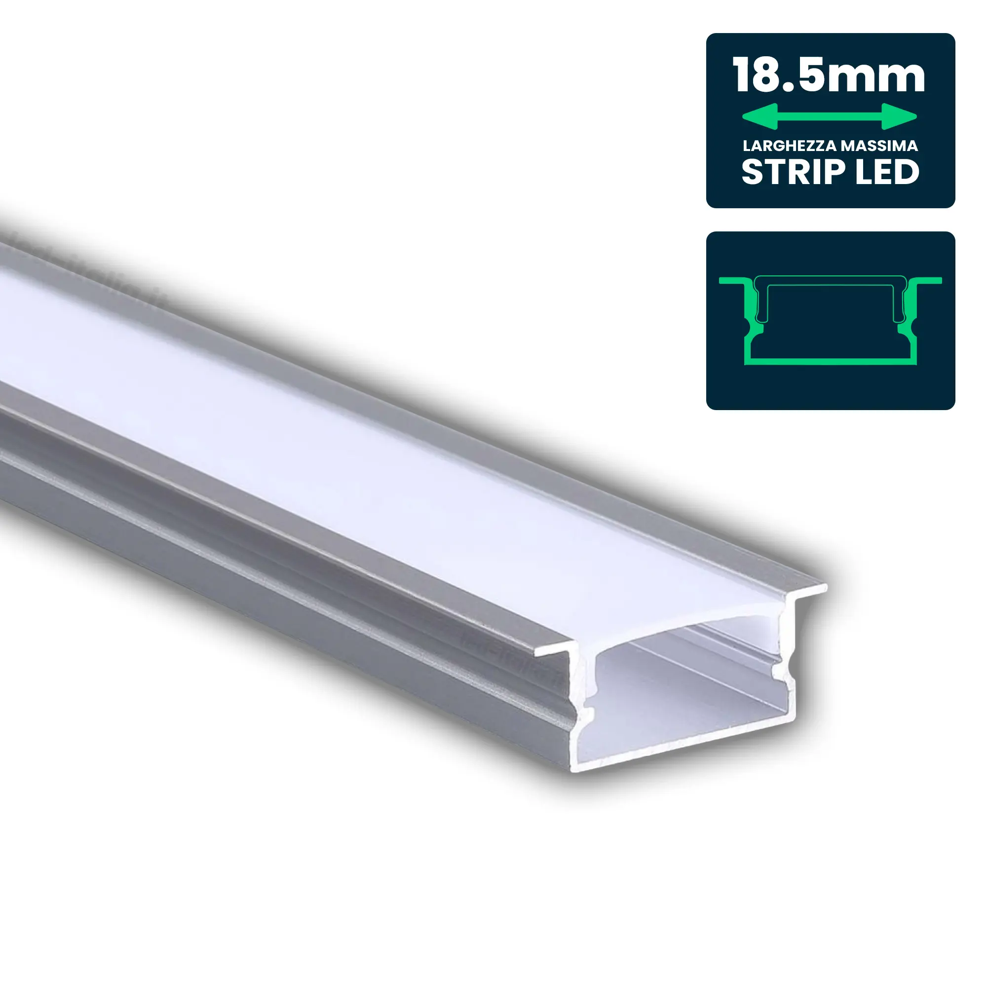 Profilé aluminium linéaire pour ruban LED — IP20 (VT-8203)