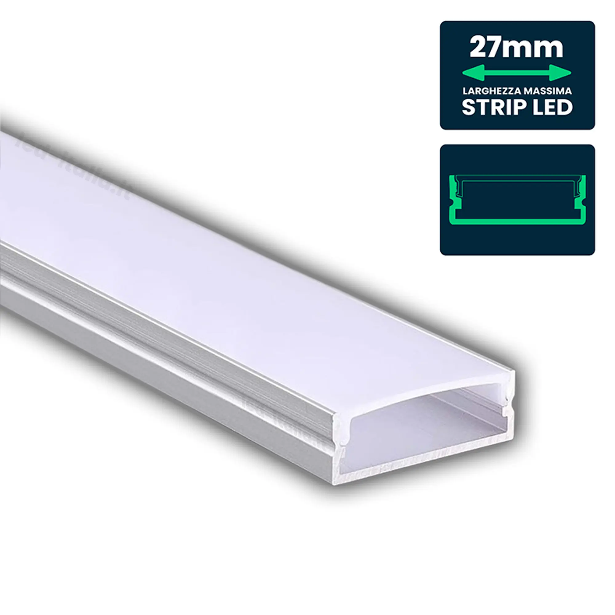 Profilé aluminium linéaire pour ruban LED — IP20 (VT-8204)