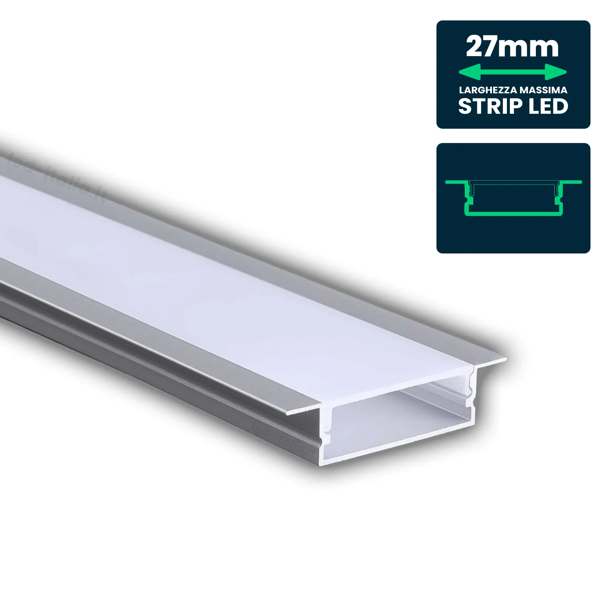 Profilé aluminium linéaire pour ruban LED — IP20 (VT-8205)