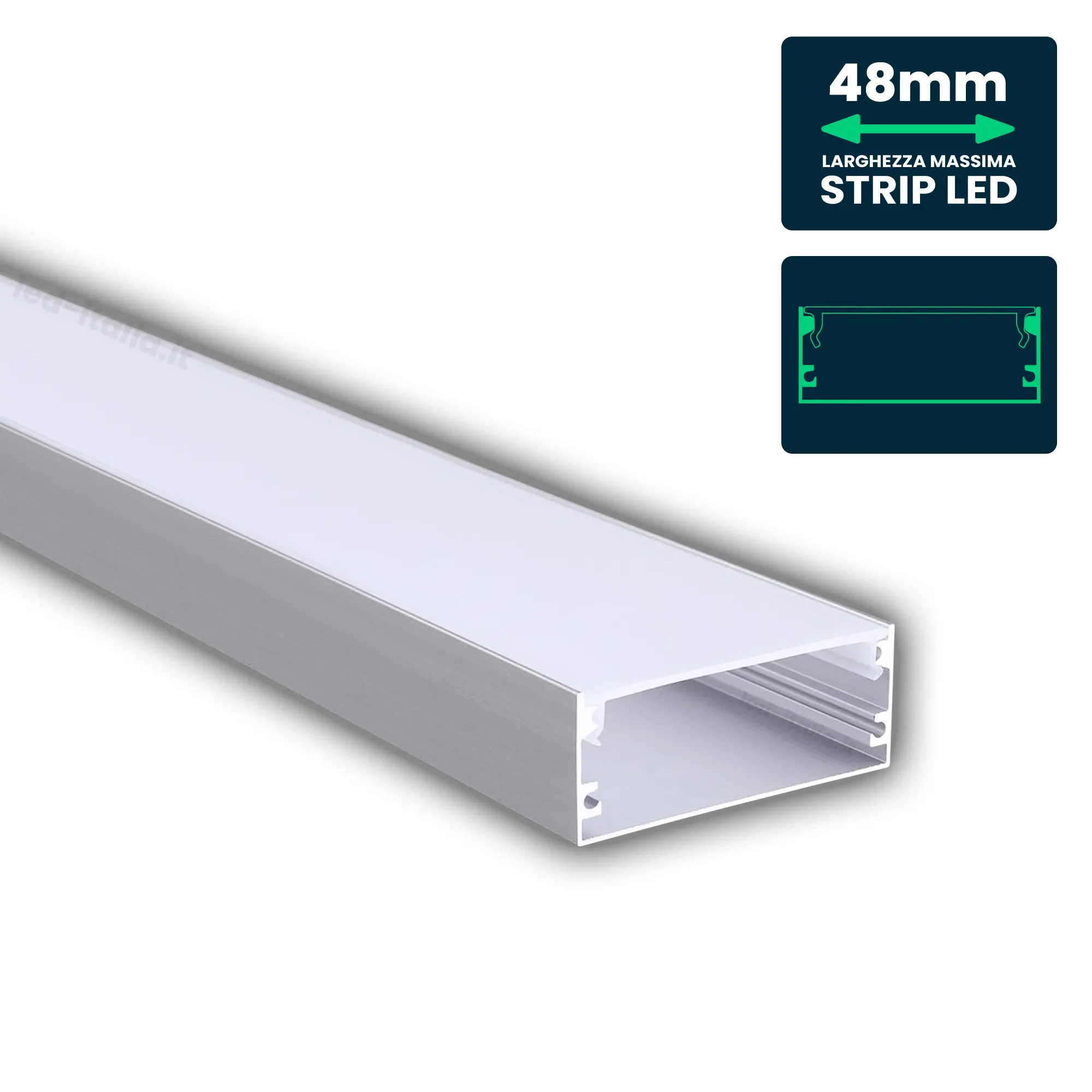 Profilé aluminium linéaire pour ruban LED — IP20 (VT-8206)