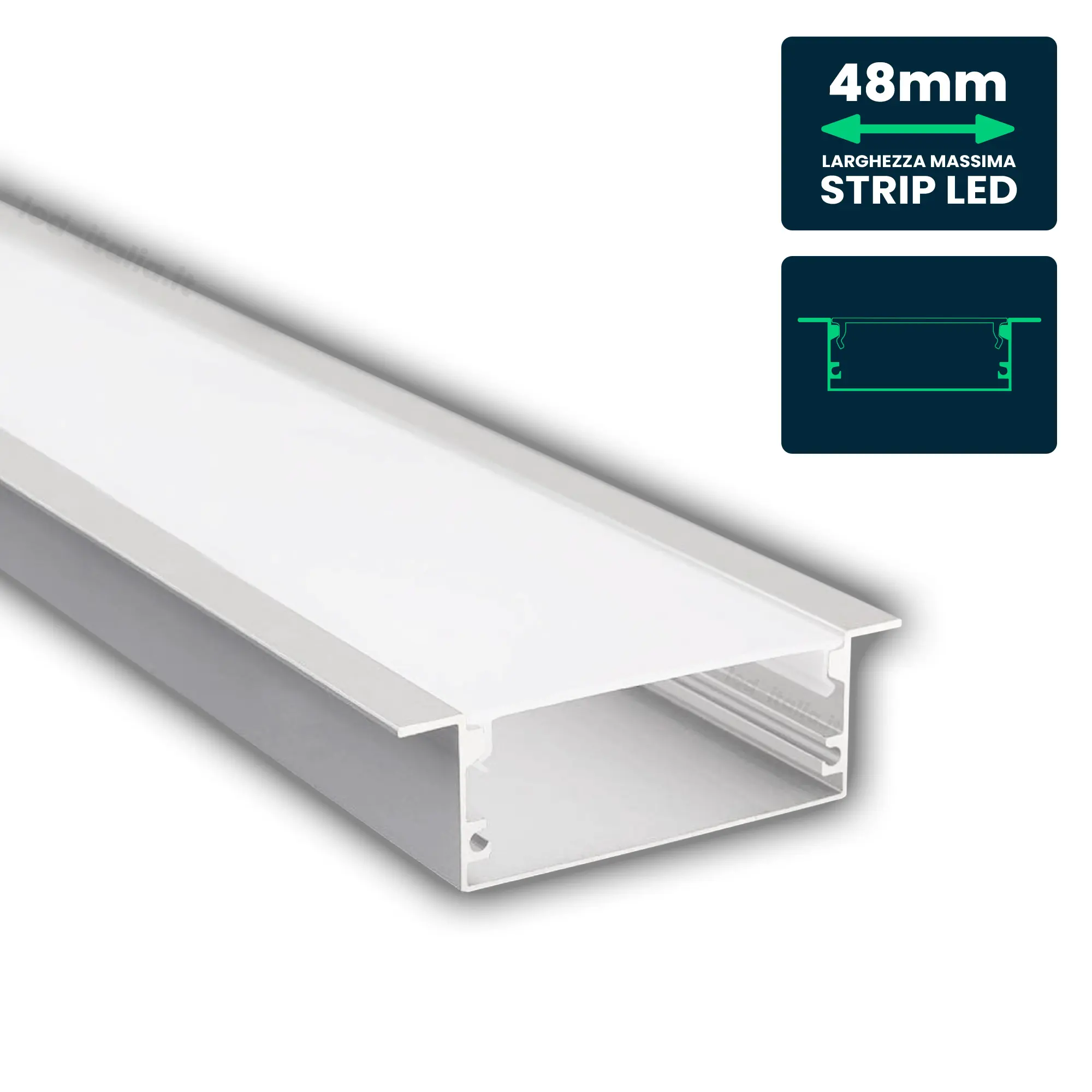 Profilé aluminium linéaire pour ruban LED — IP20 (VT-8207)
