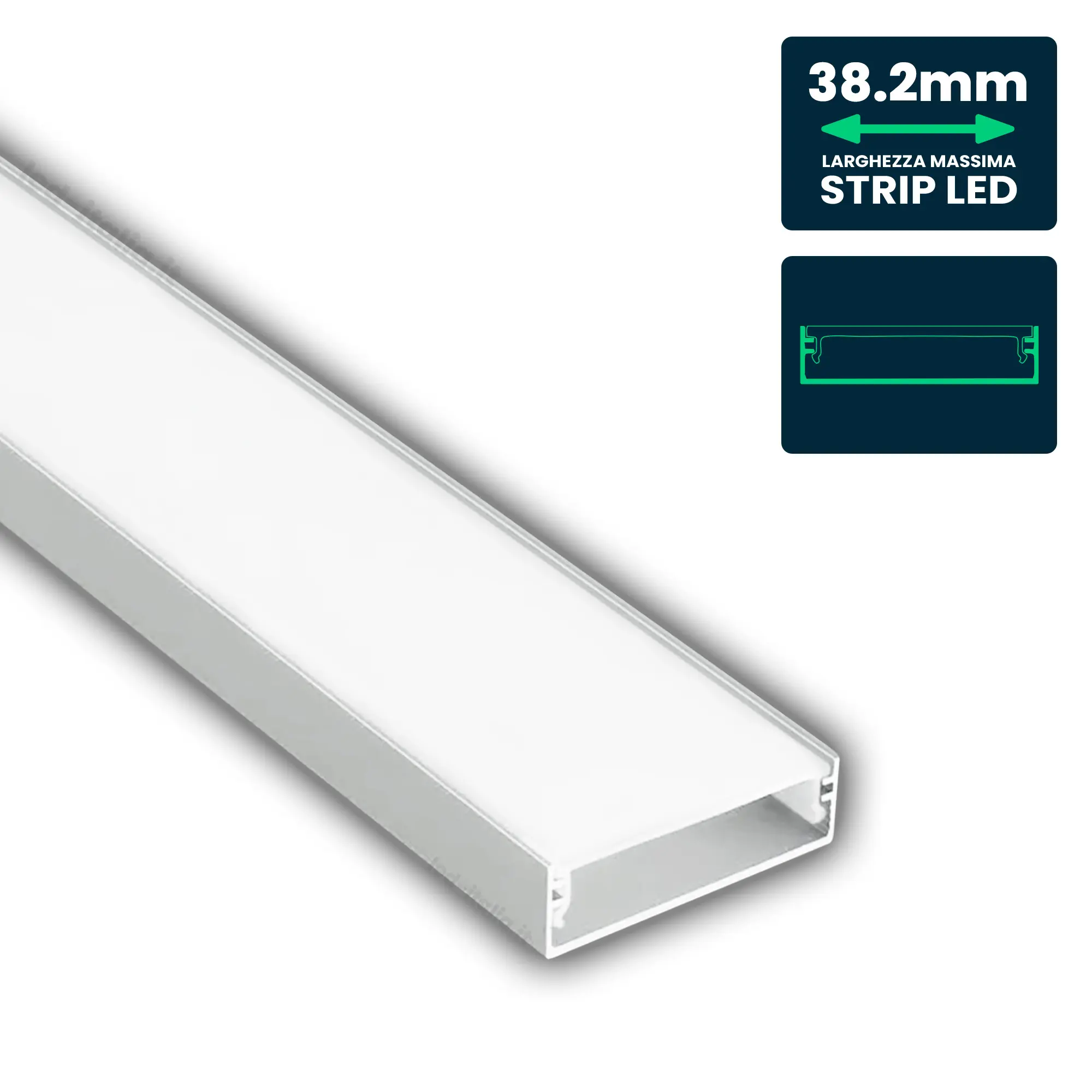 Profilé aluminium linéaire pour ruban LED — IP20 (VT-71001)