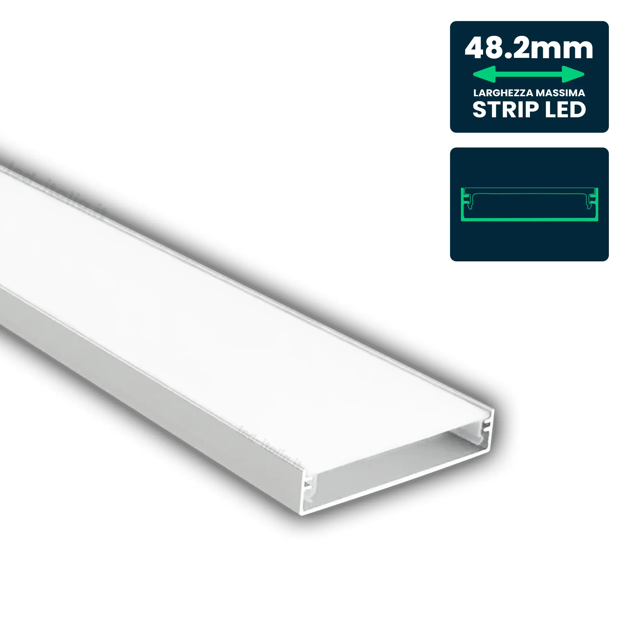 Profilé aluminium linéaire pour ruban LED — IP20 (VT-71003)