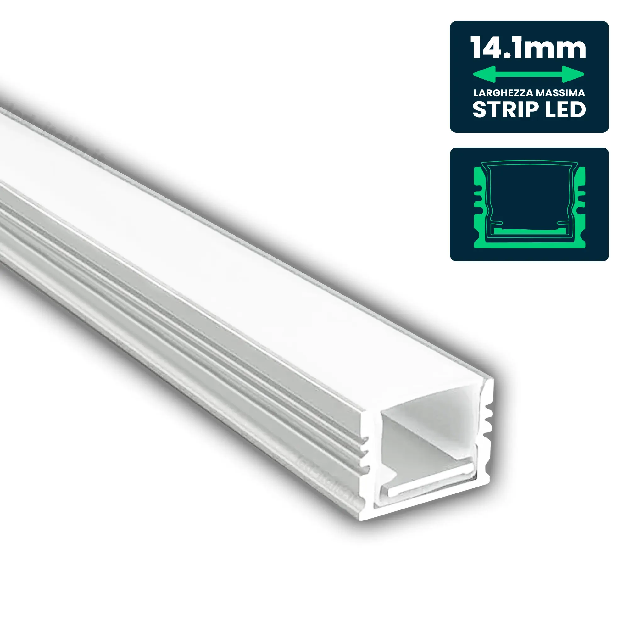 Profilé aluminium linéaire pour ruban LED — IP20 (VT-71005)