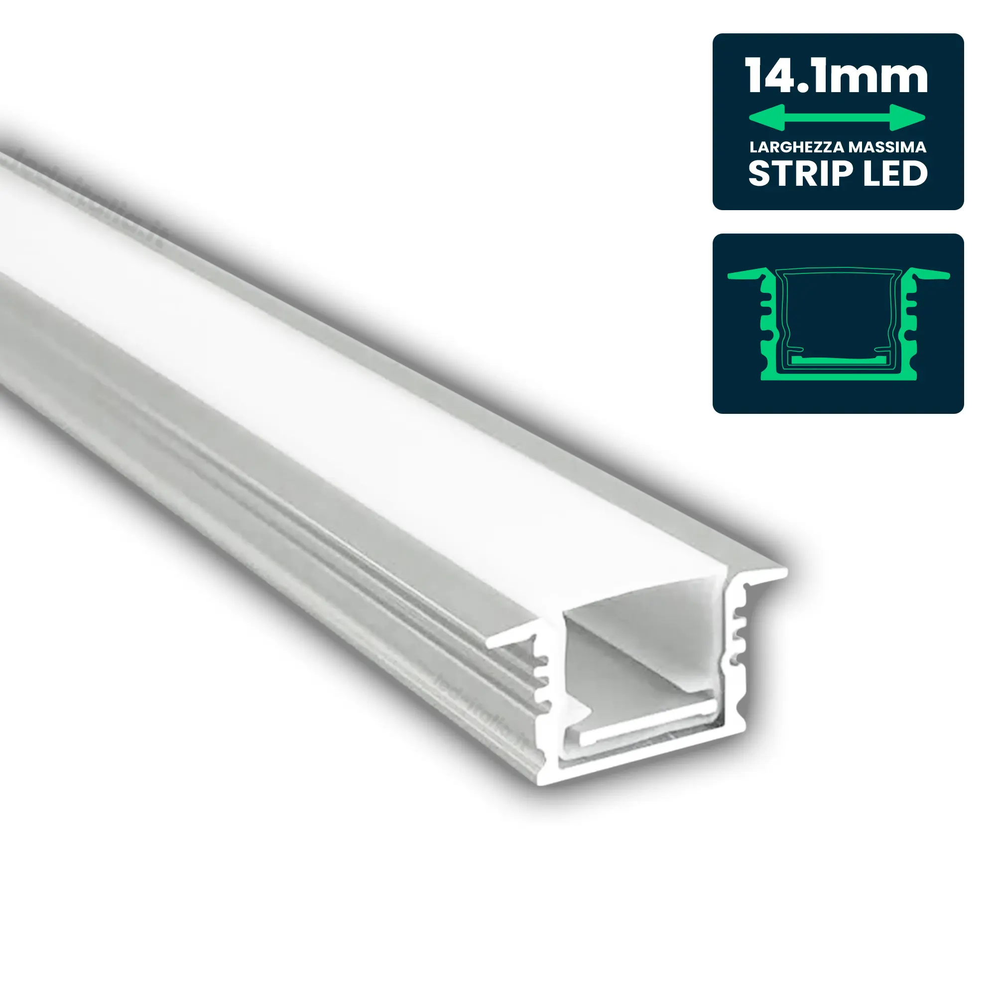 Profilé aluminium linéaire pour ruban LED — IP20 (VT-71006)