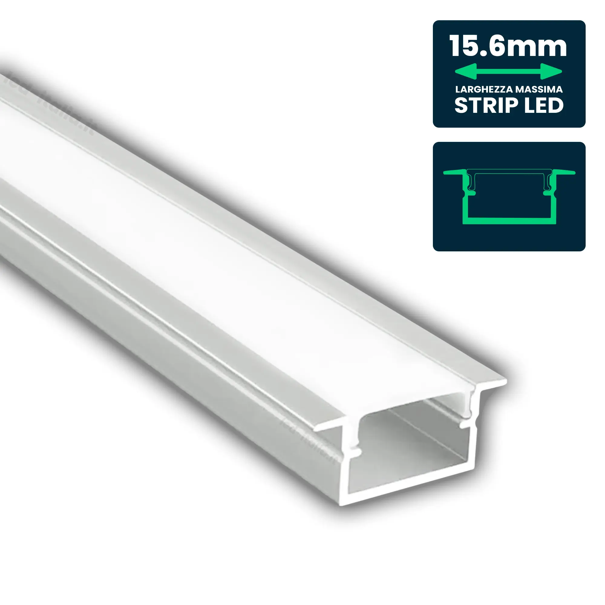 Profilé aluminium linéaire pour ruban LED — IP20 (VT-71007)
