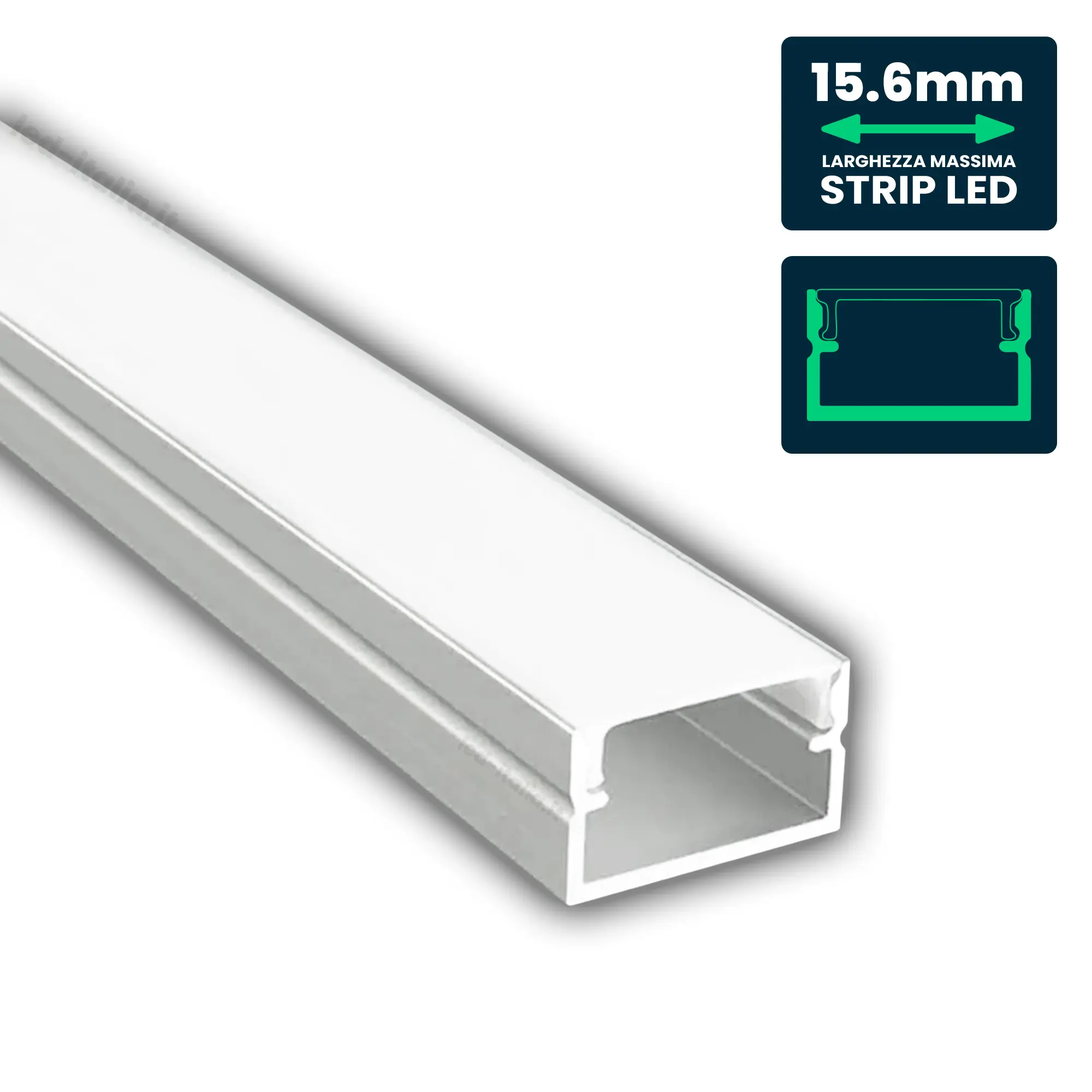Profilé aluminium linéaire pour ruban LED — IP20 (VT-71008)