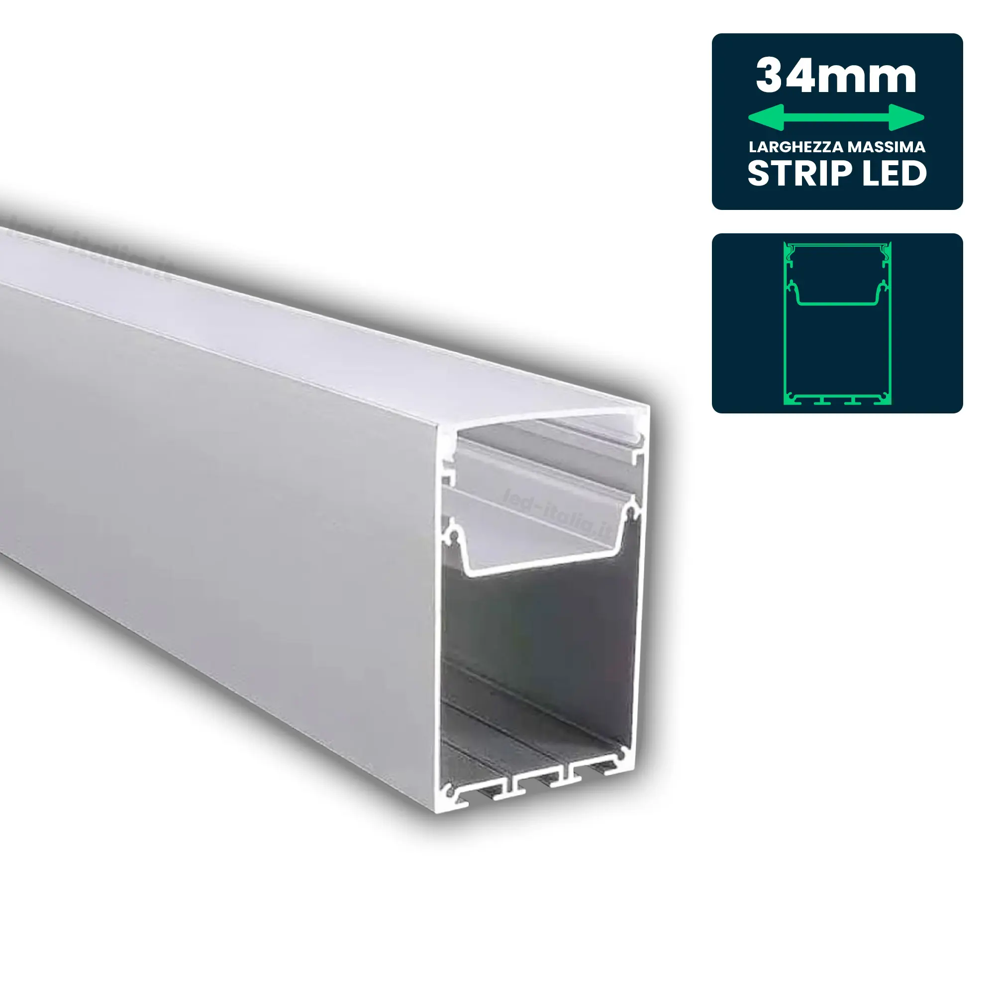 Profilé aluminium linéaire pour ruban LED — IP20 (VT-8127)