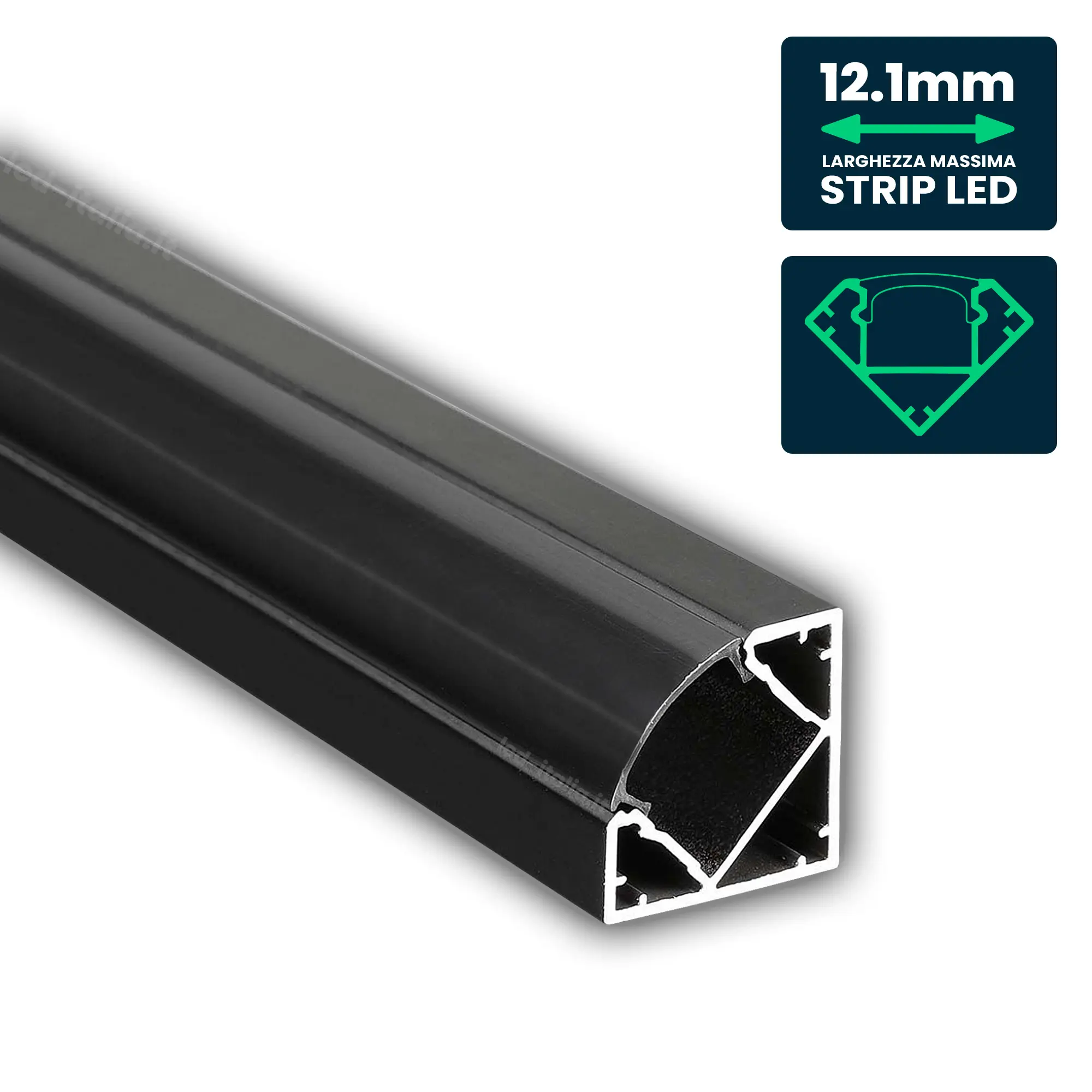 Profilé aluminium d'angle pour ruban LED — IP20, garantie 2 ans