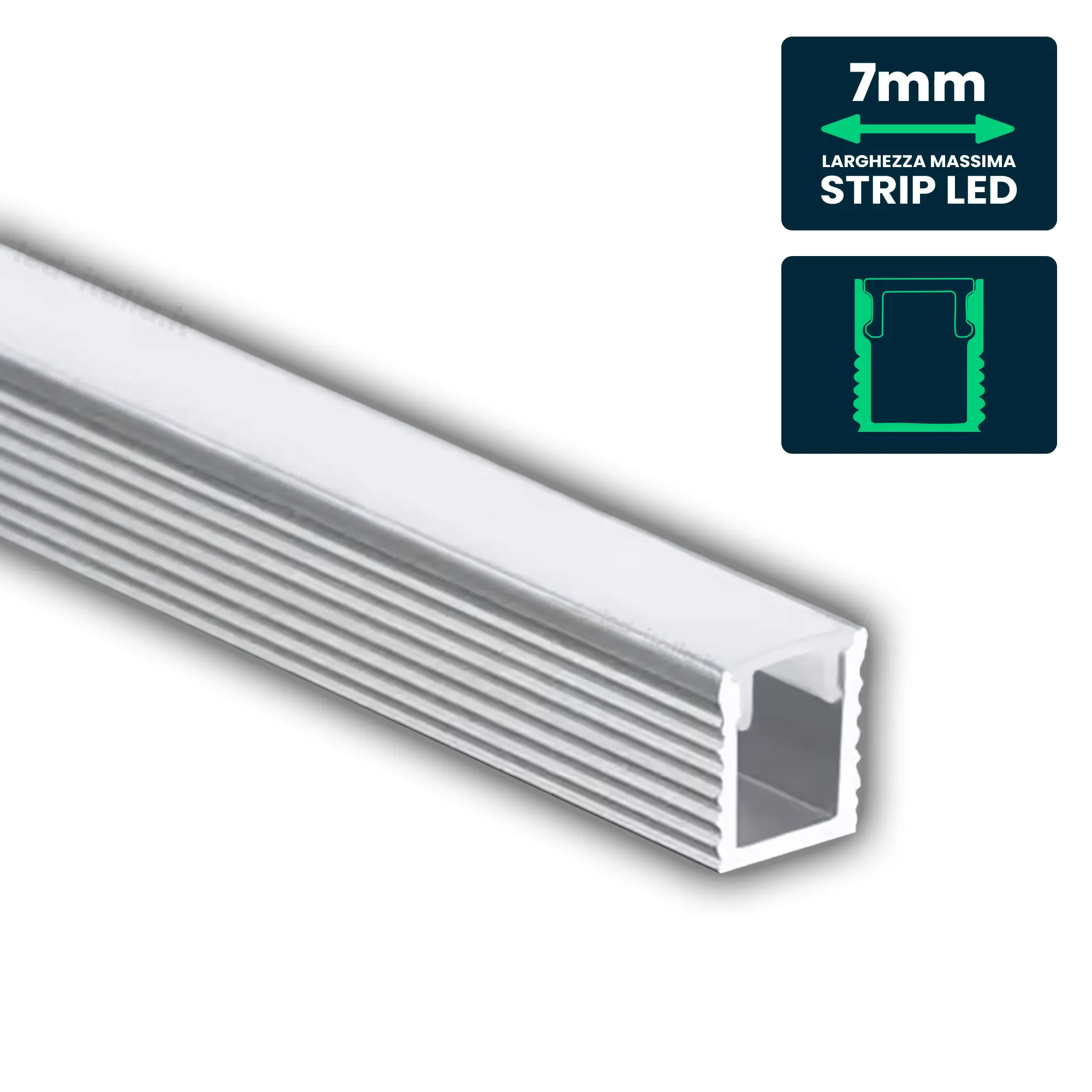 Profilé aluminium linéaire pour ruban LED — IP20 (VT-8136)