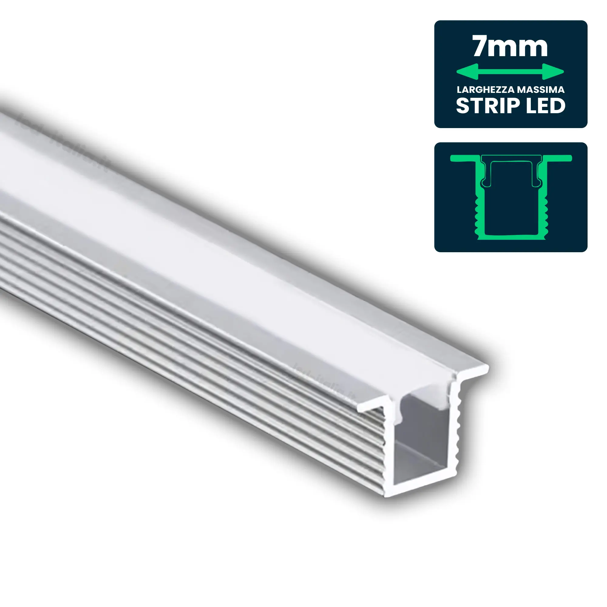 Profilé aluminium linéaire pour ruban LED — IP20 (VT-8137)