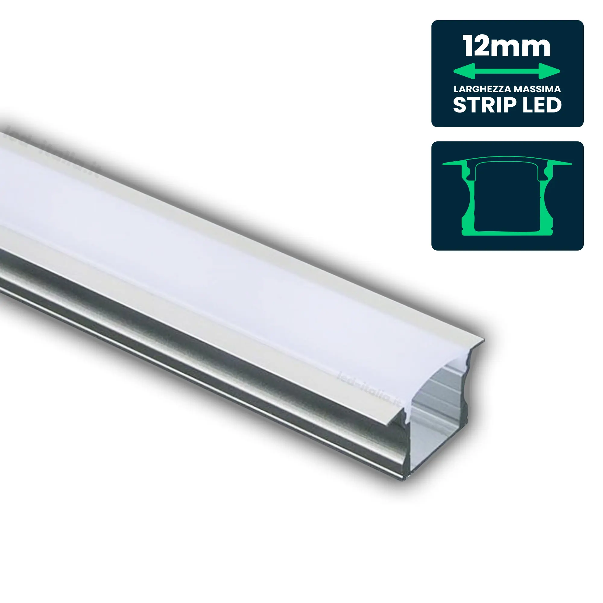 Profilé aluminium linéaire pour ruban LED — IP20 (VT-8107)