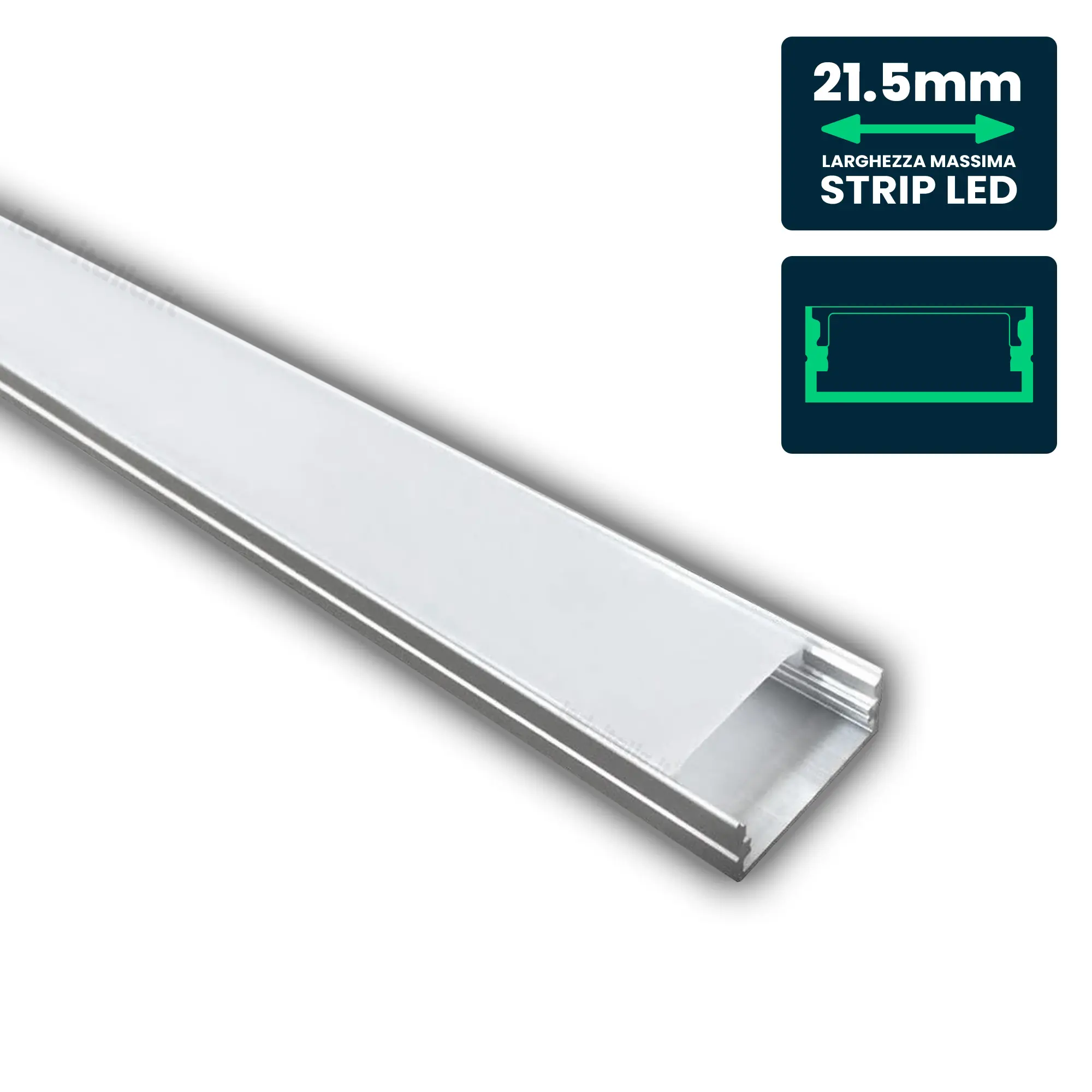 Profilé aluminium linéaire pour ruban LED — IP20 (VT-8108)