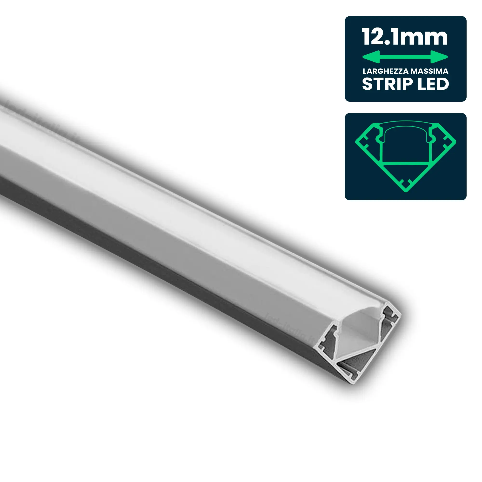 Profilé aluminium d'angle pour ruban LED — IP20 (VT-8114)