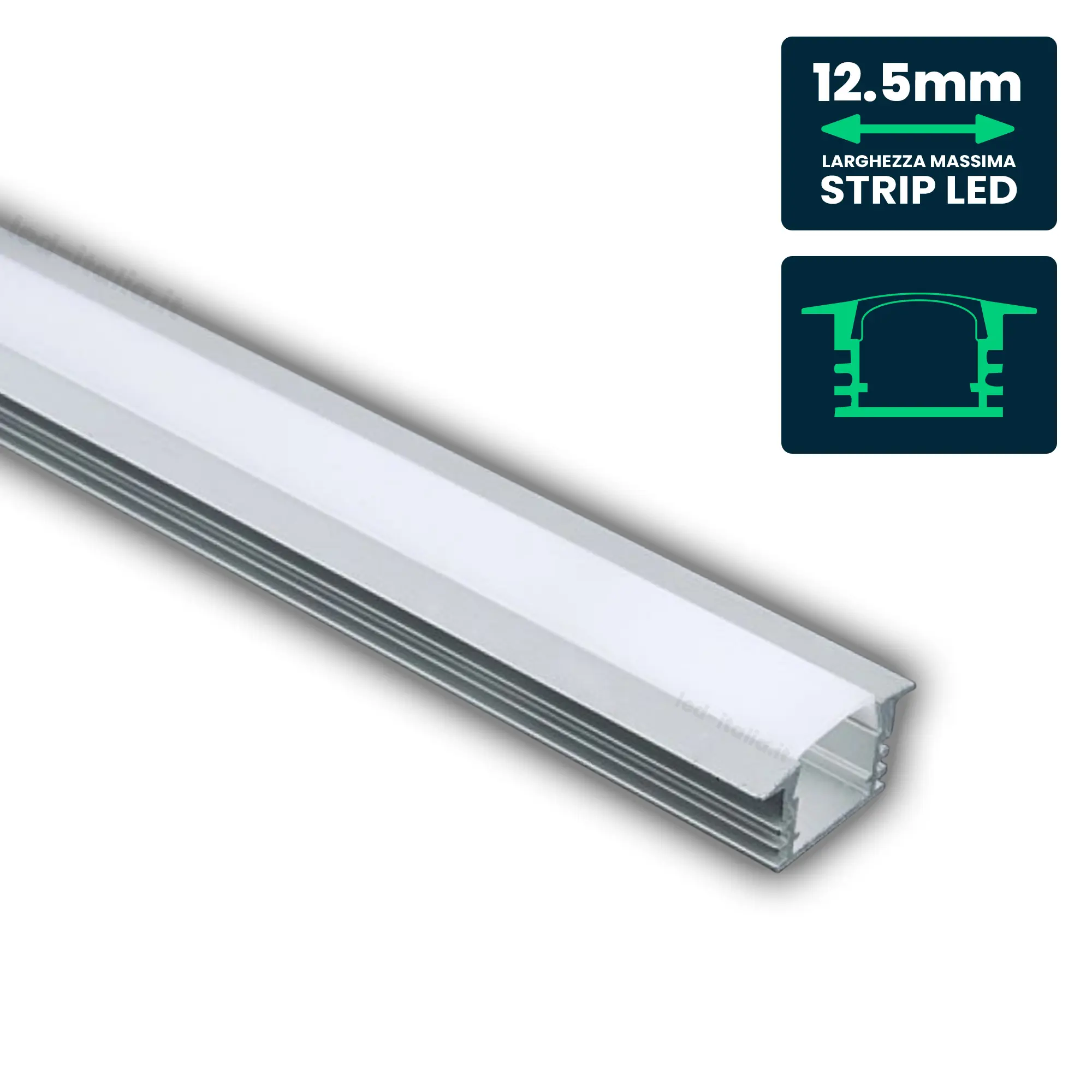 Profilé aluminium linéaire pour ruban LED — IP20 (VT-8115)
