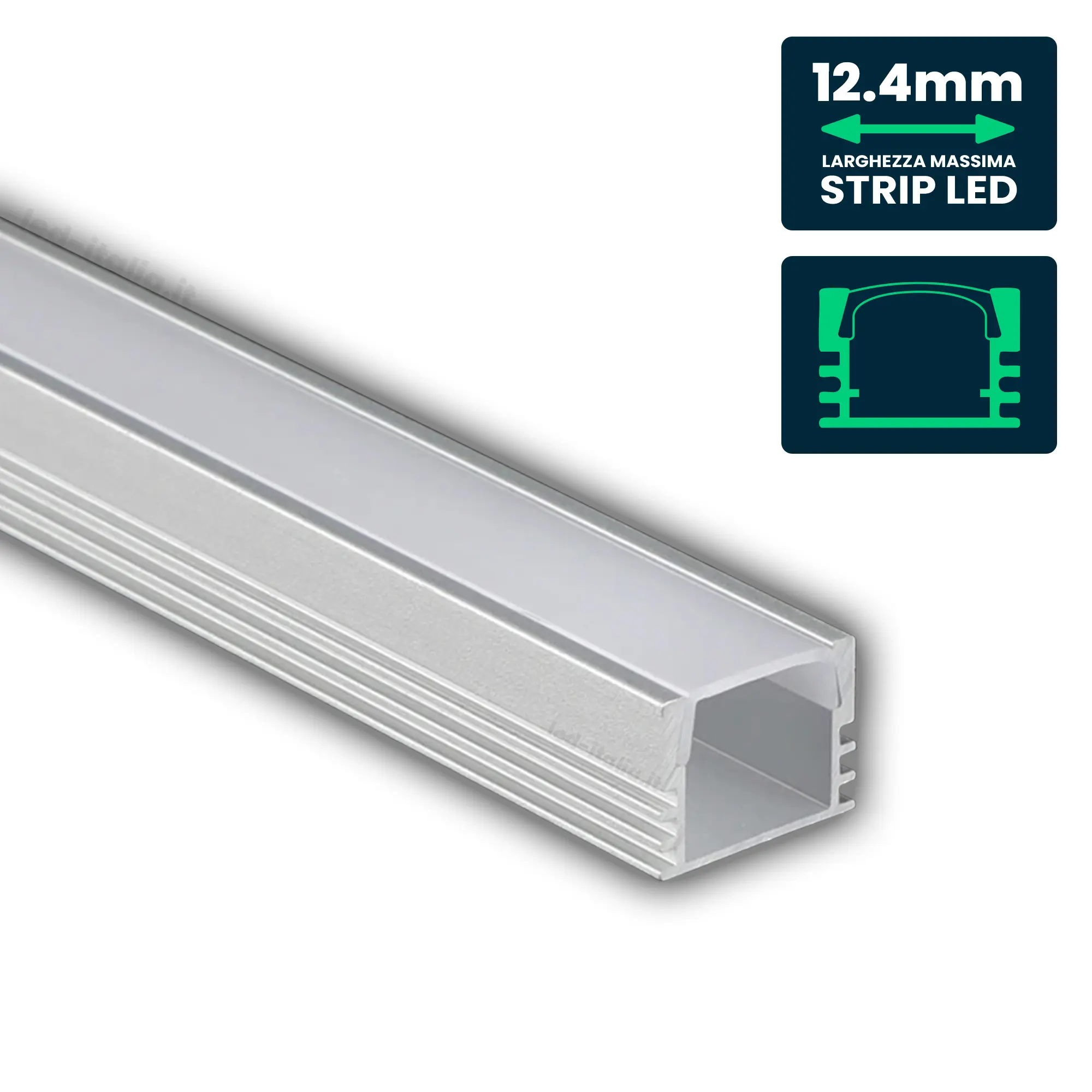 Profilé aluminium linéaire pour ruban LED — IP20 (VT-8116)