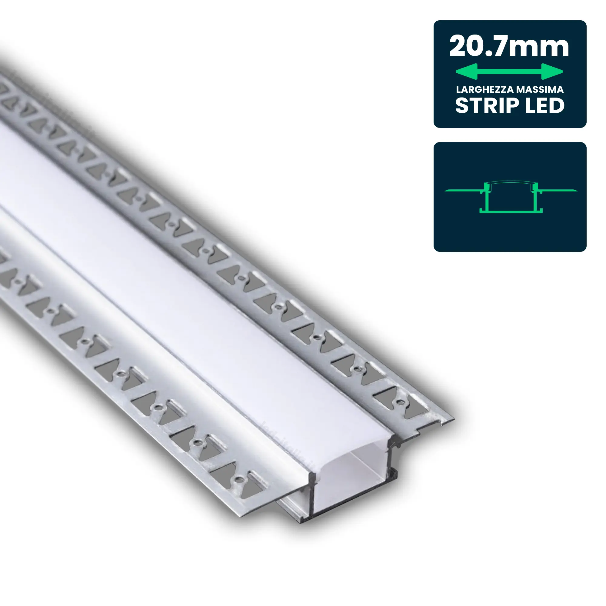 Profilé aluminium encastrable pour ruban LED — IP20 (VT-8101)