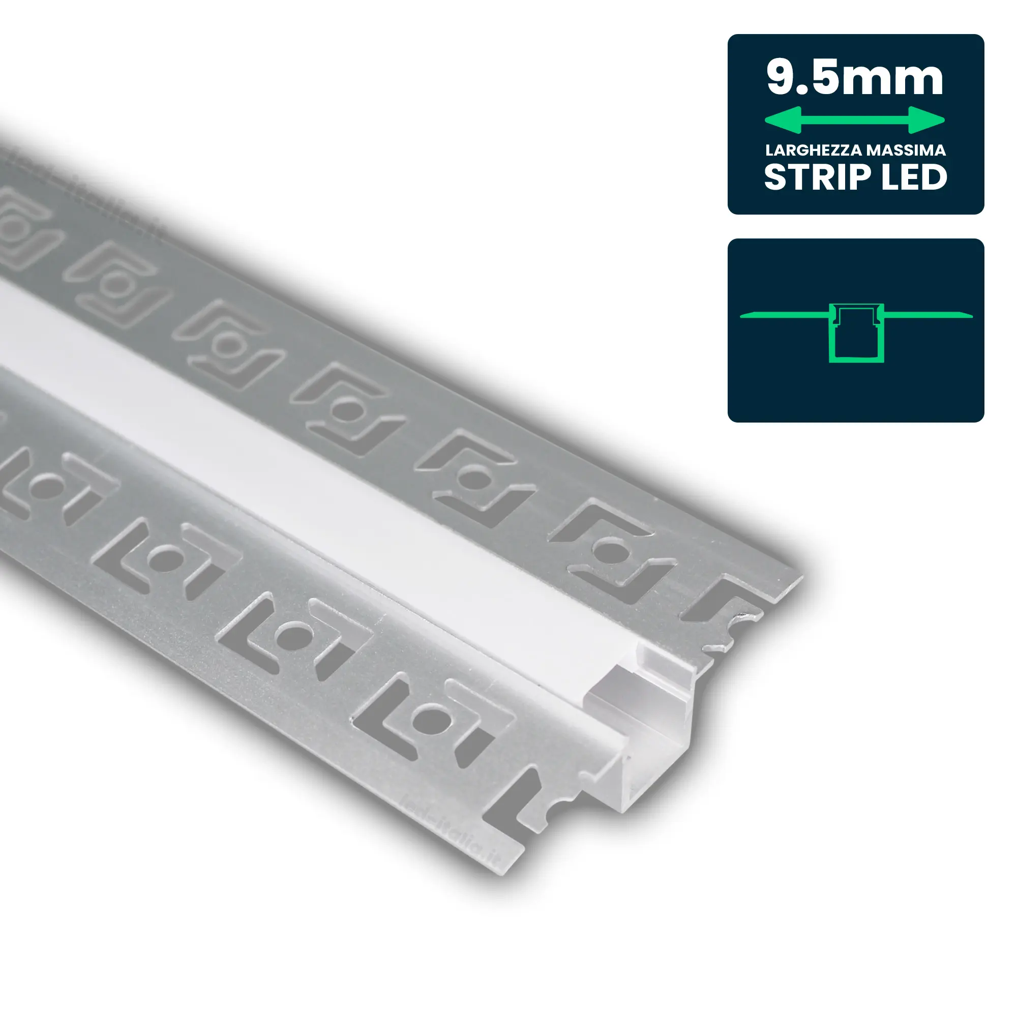 Profilé aluminium encastrable pour ruban LED — IP20 (VT-8102)