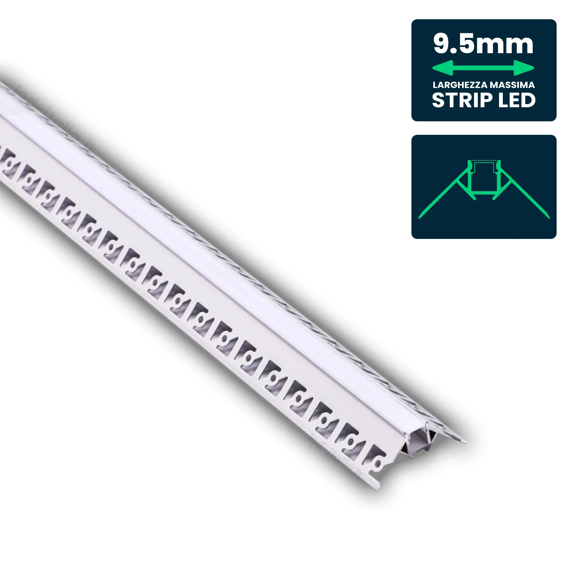 Profilé aluminium encastrable pour ruban LED — IP20 (VT-8103)