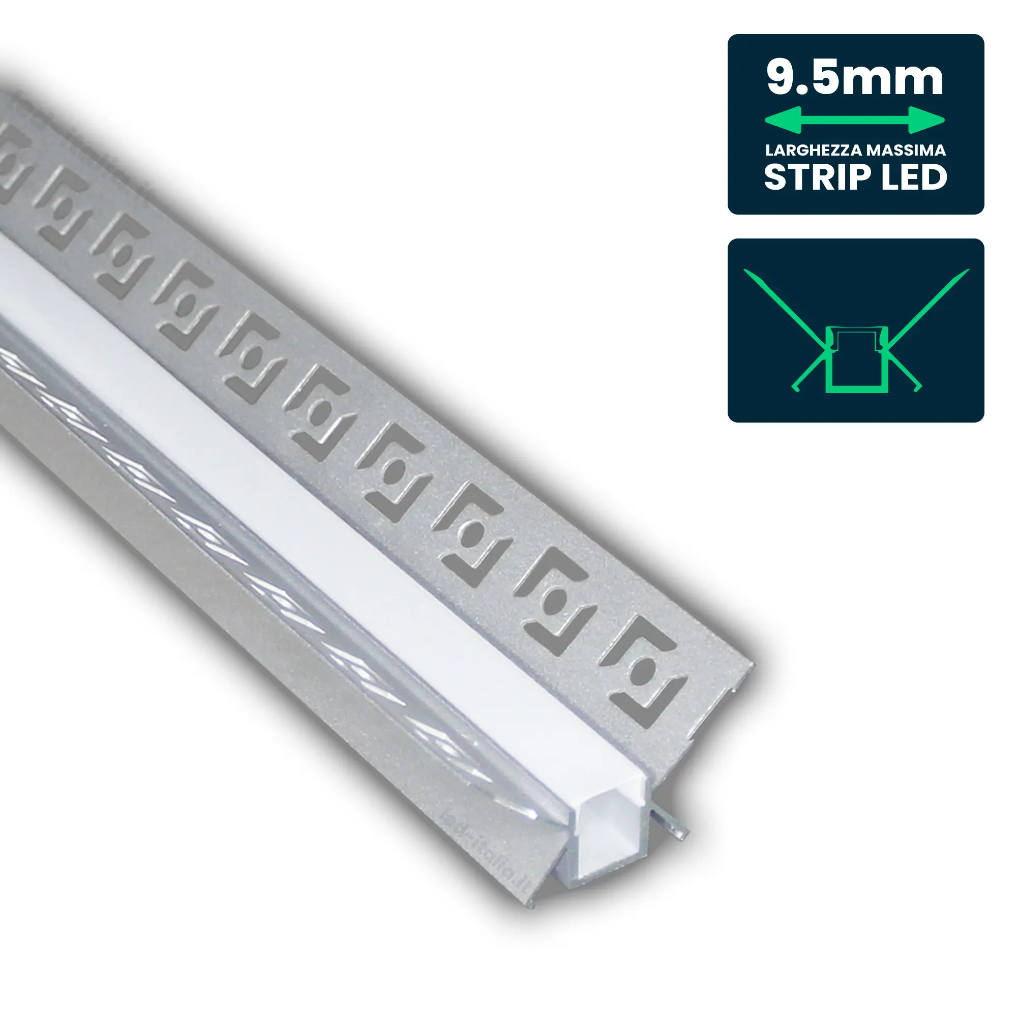 Profilé aluminium encastrable pour ruban LED — IP20 (VT-8104)
