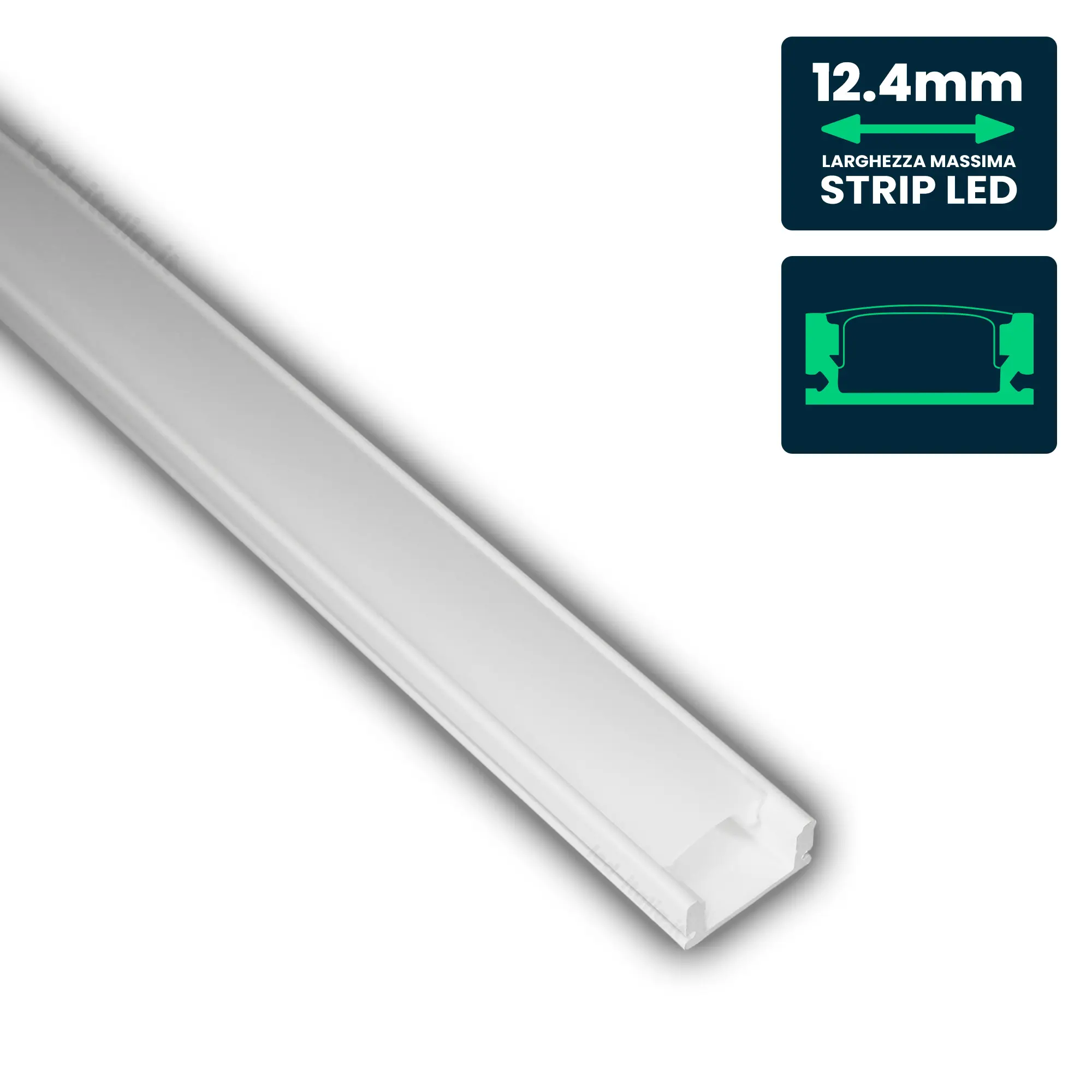 Profilé aluminium linéaire pour ruban LED — IP20 (VT-8113-W)