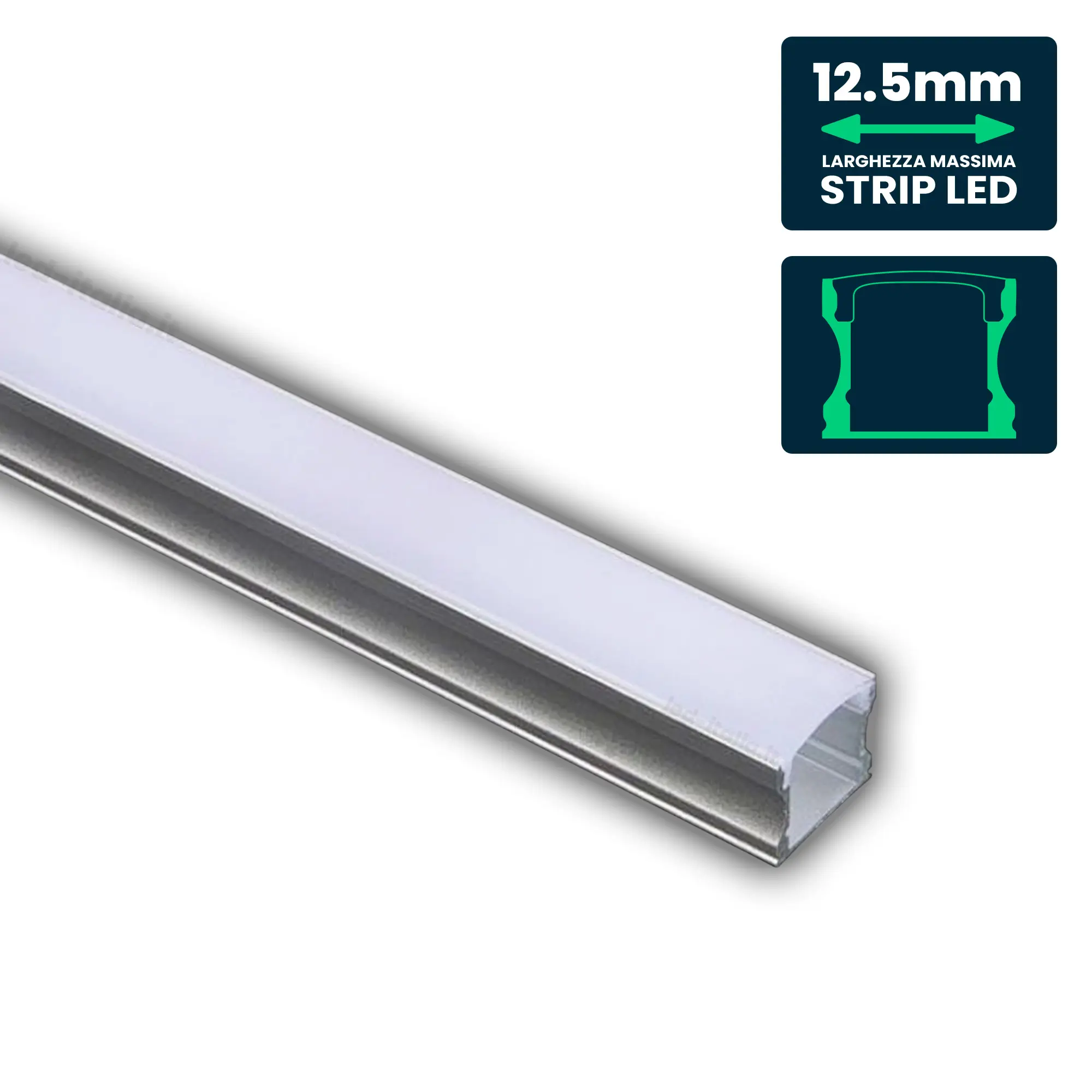 Profilé aluminium linéaire pour ruban LED — IP20 (VT-8110-W)