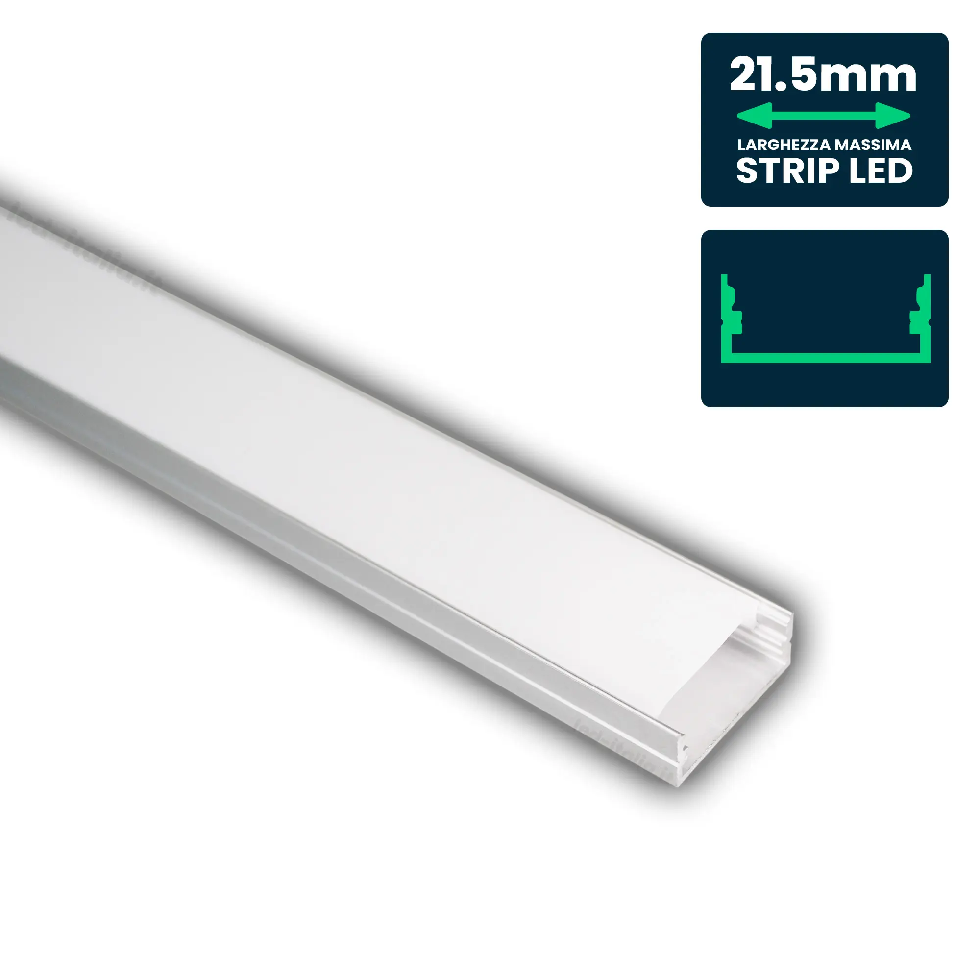 Profilé aluminium linéaire pour ruban LED — IP20 (VT-8108-W)
