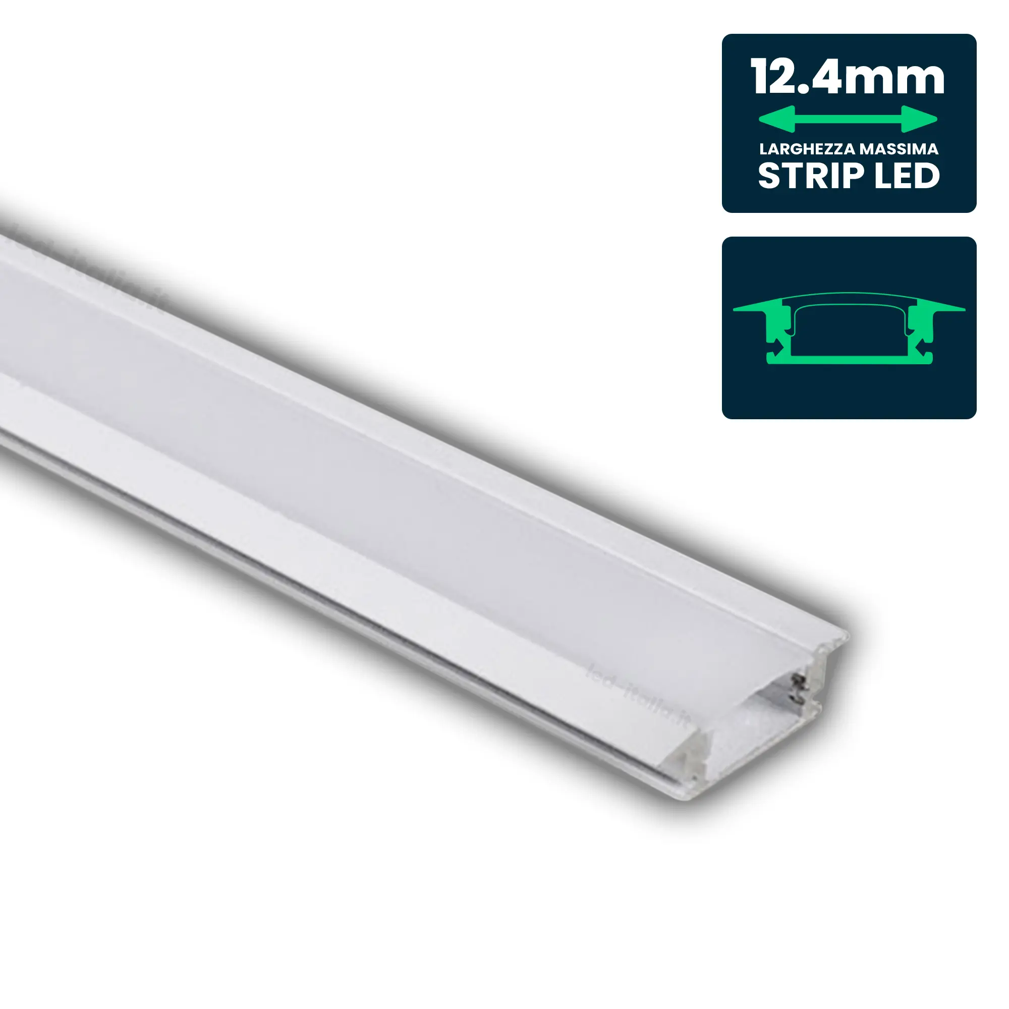 Profilé aluminium linéaire pour ruban LED — IP20 (VT-8106-W)