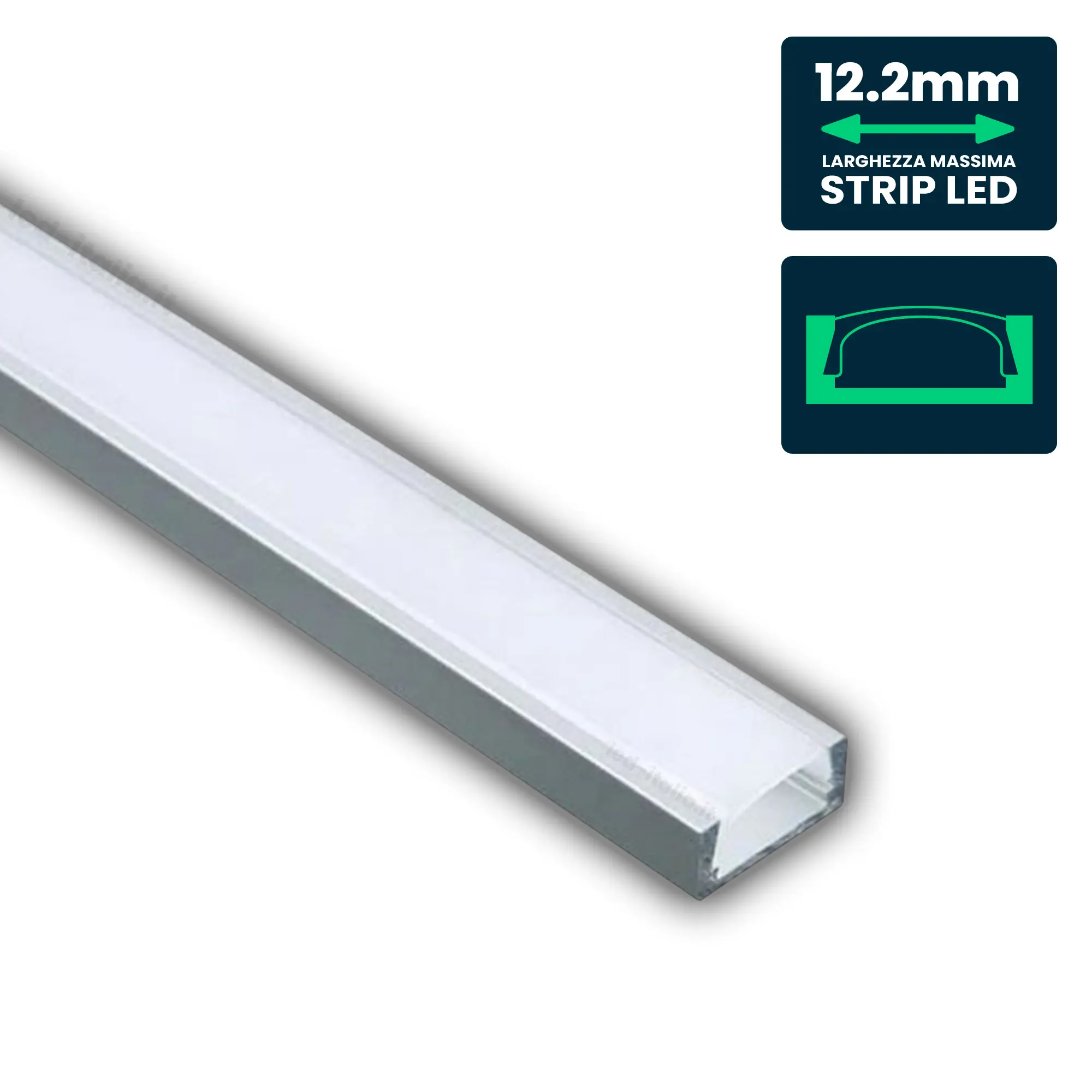 Profilé aluminium linéaire pour ruban LED — IP20 (VT-9327)