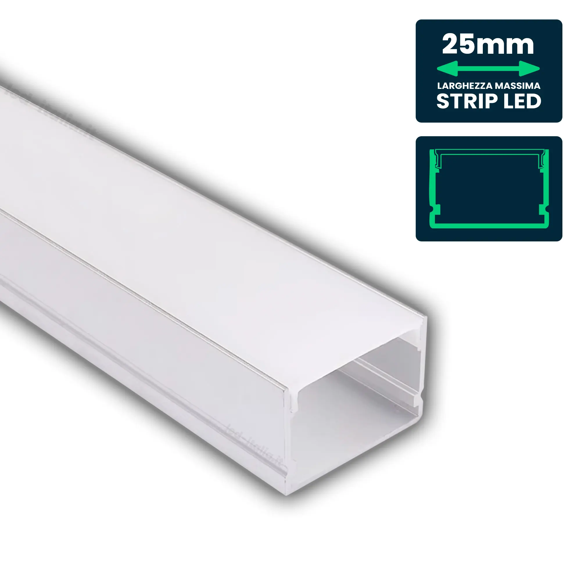 Profilé aluminium linéaire pour ruban LED — IP20 (VT-8118)