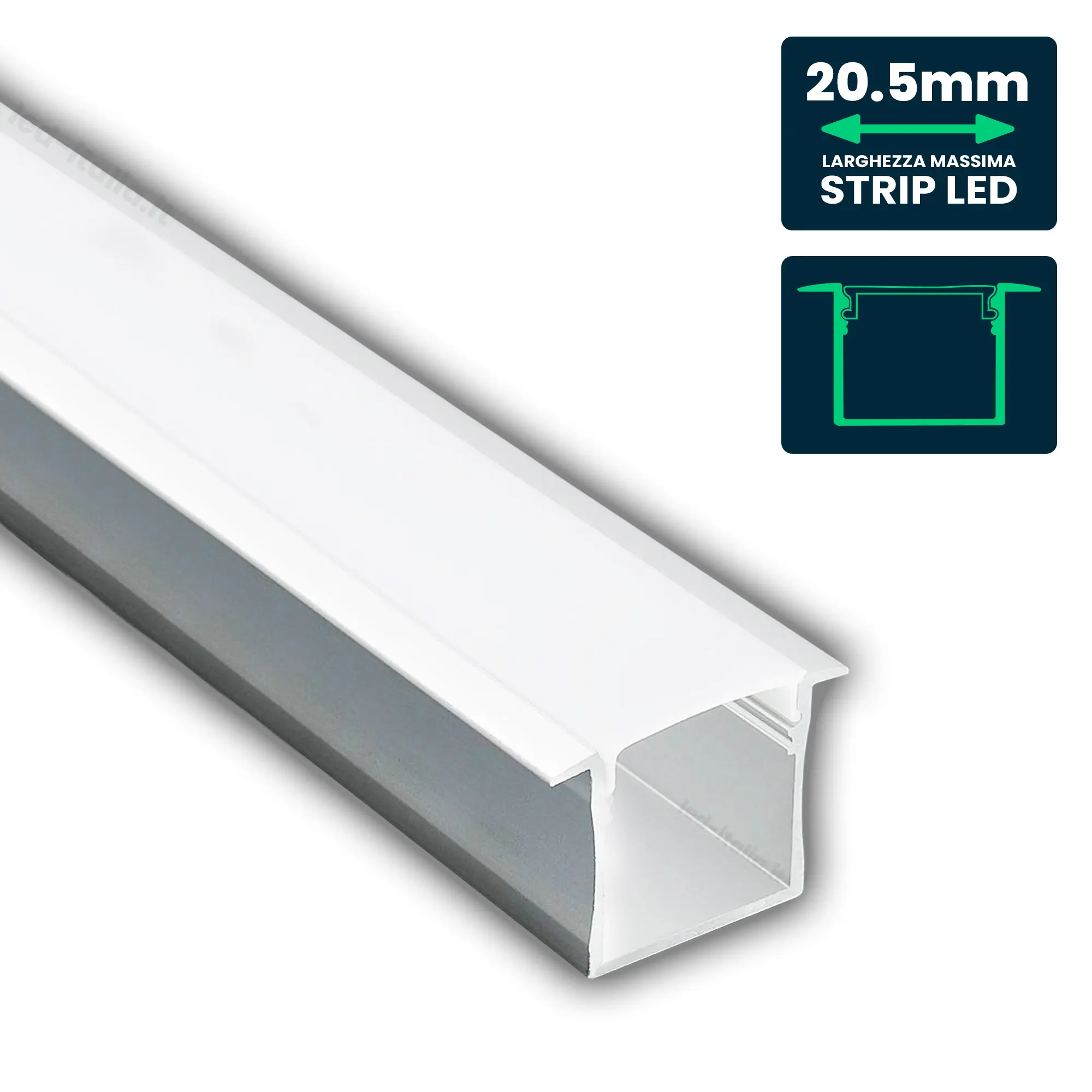 Profilé aluminium linéaire pour ruban LED — IP20 (VT-8119)