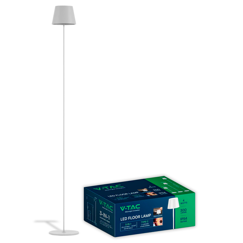 Lampadaire de sol LED 4 W — IP54, 3000K (VT-7544-W)